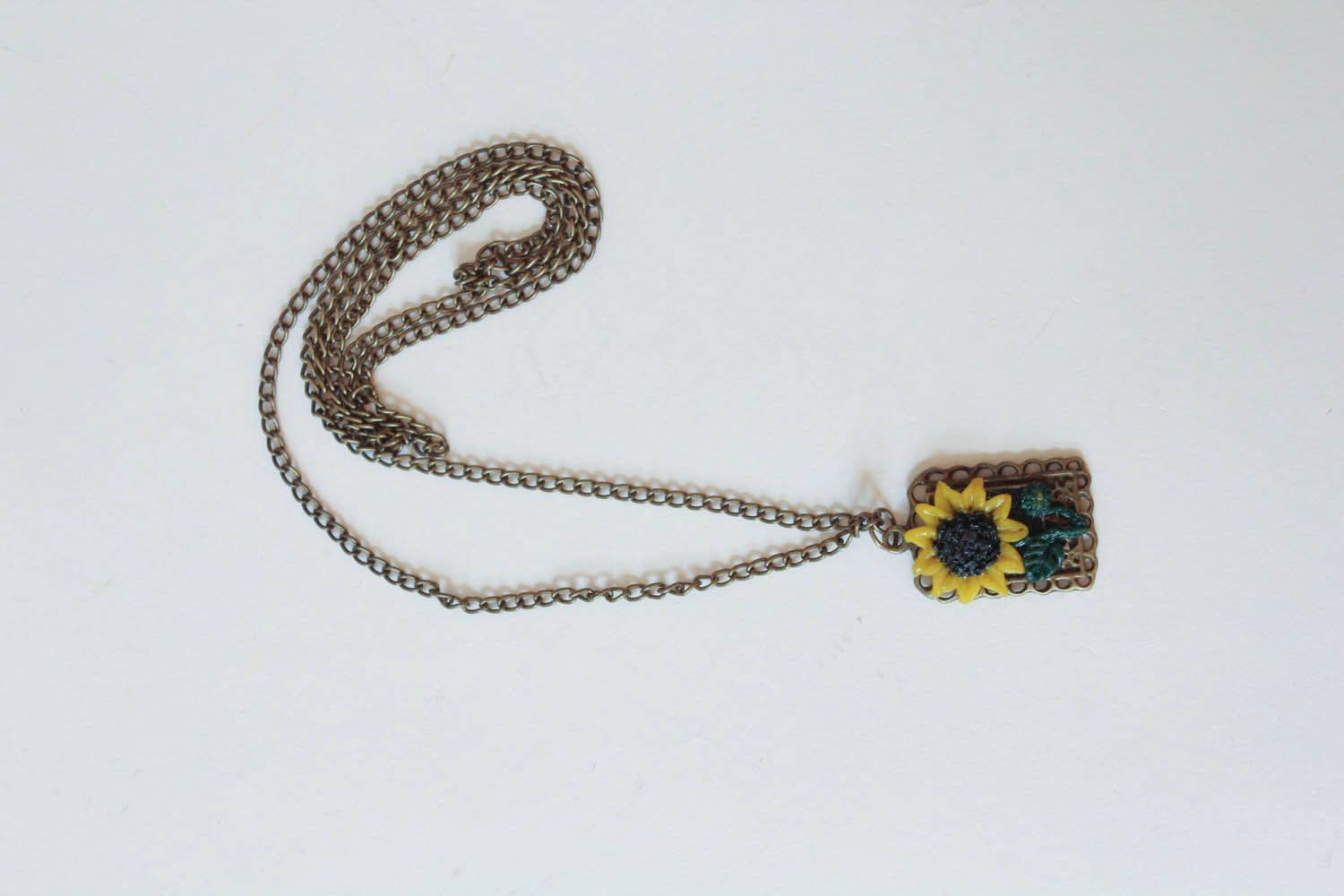 Pendant with sunflower made of polymer clay photo 5