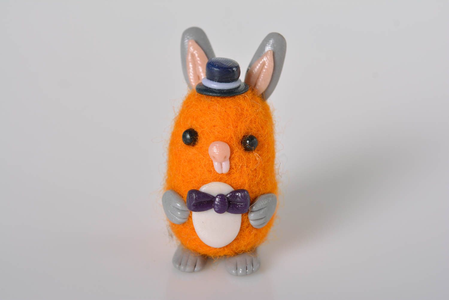 Handmade plastic figurine unusual rabbit toy cute statuette home decor photo 3