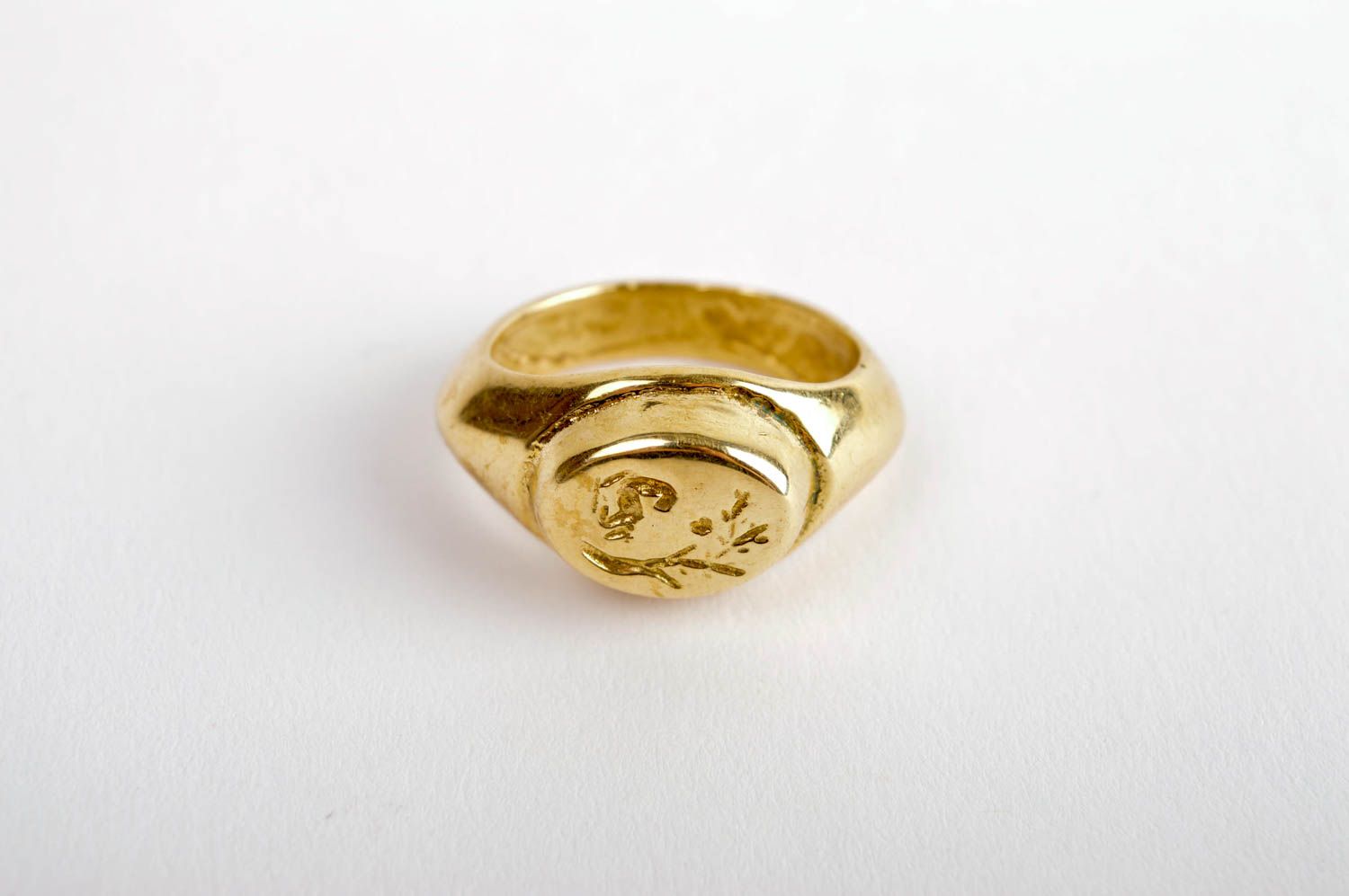 Handmade metal ring stylish designer ring present unusual brass jewelry photo 2