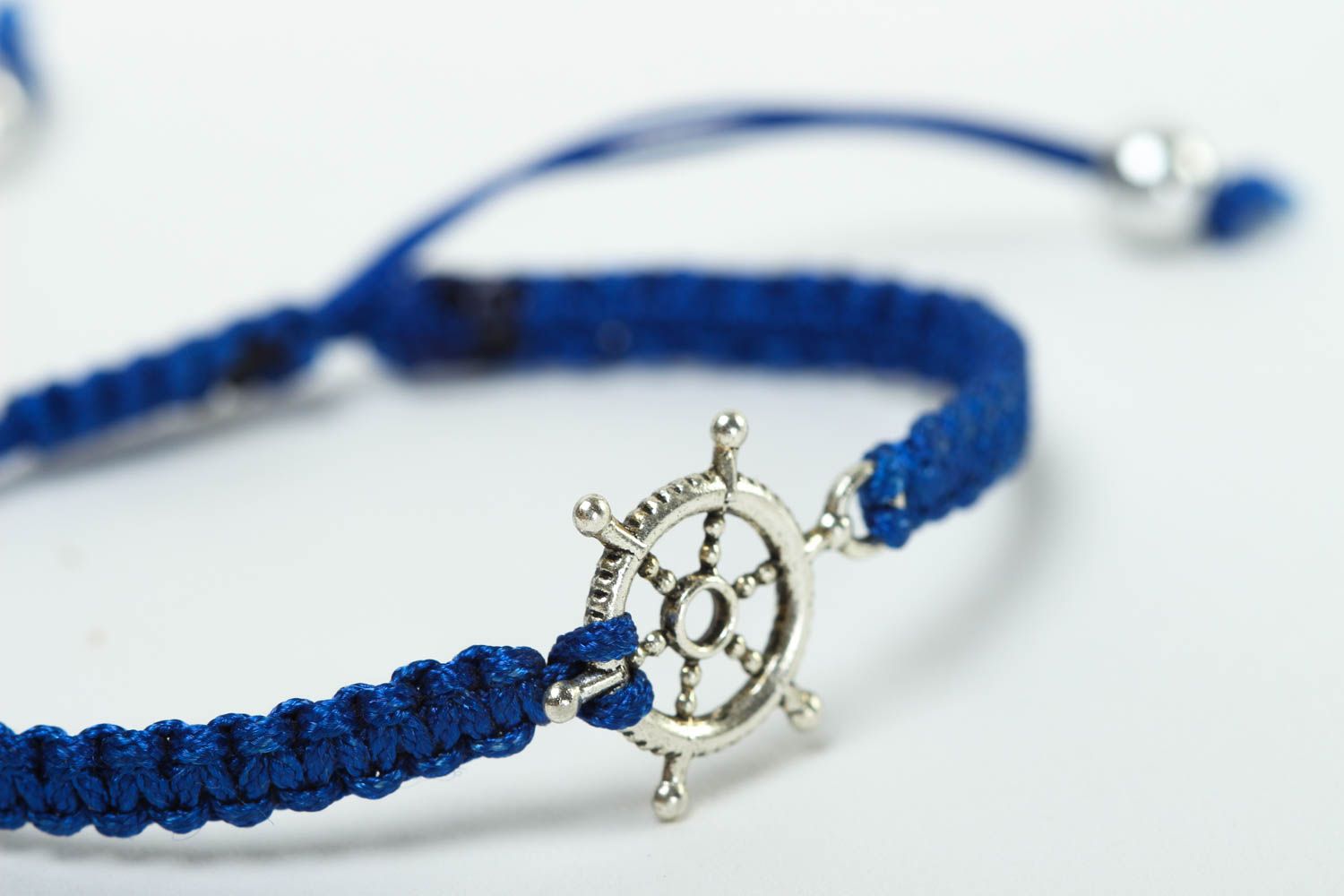 Красивый браслет ручной работы модная бижутерия плетеный браслет синий морской фото 3