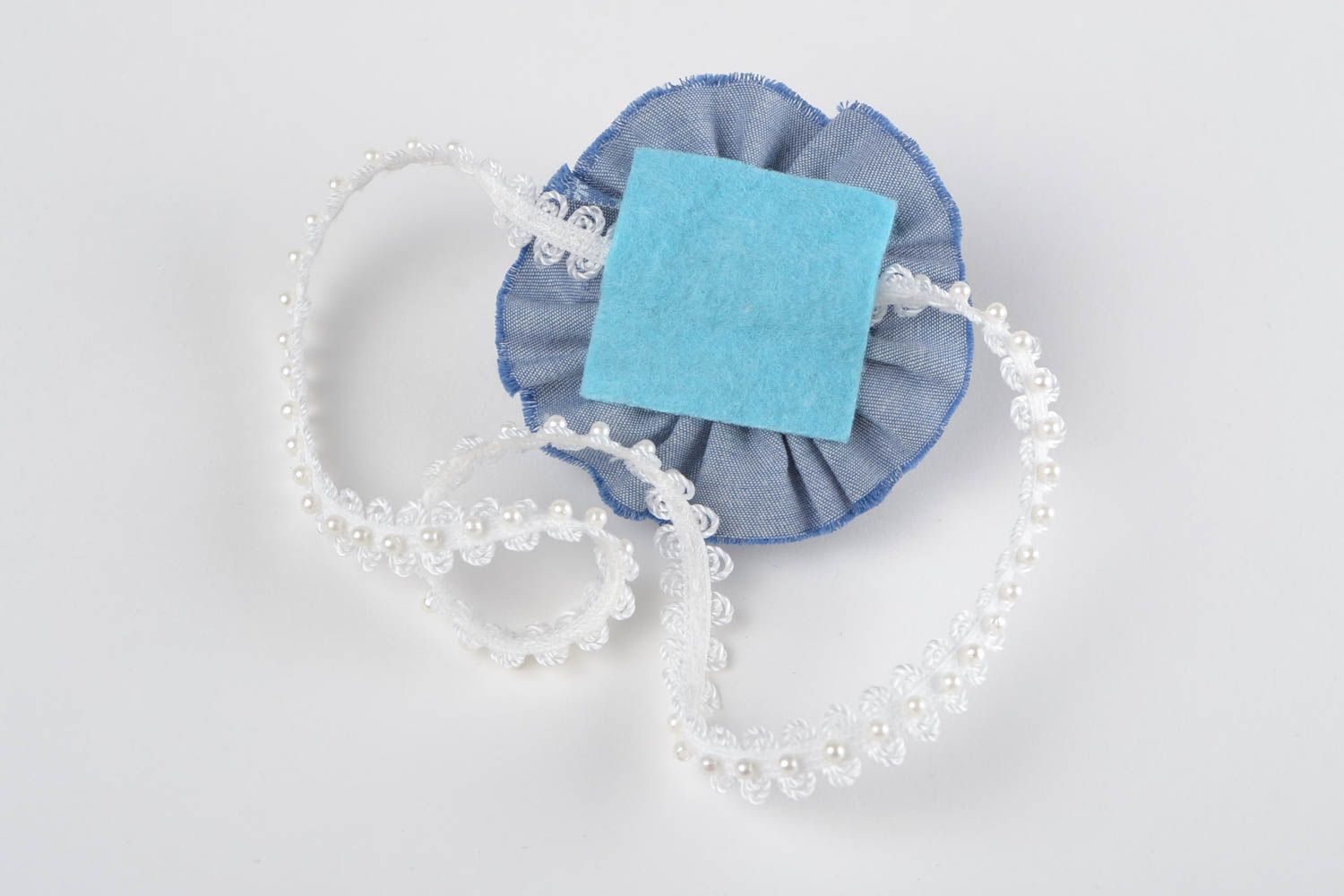 Bandeau cheveux fait main Accessoire cheveux Cadeau pour femme bleu avec fleur photo 5