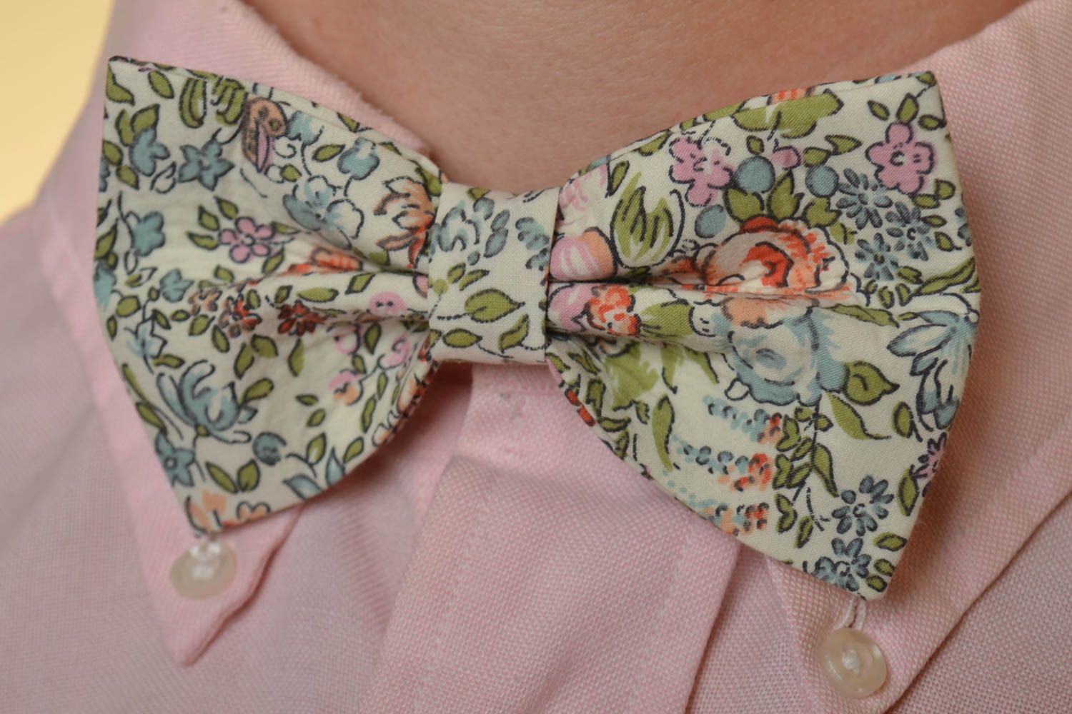 Beautiful colorful handmade cotton fabric bow tie with adjustable strap unisex photo 1