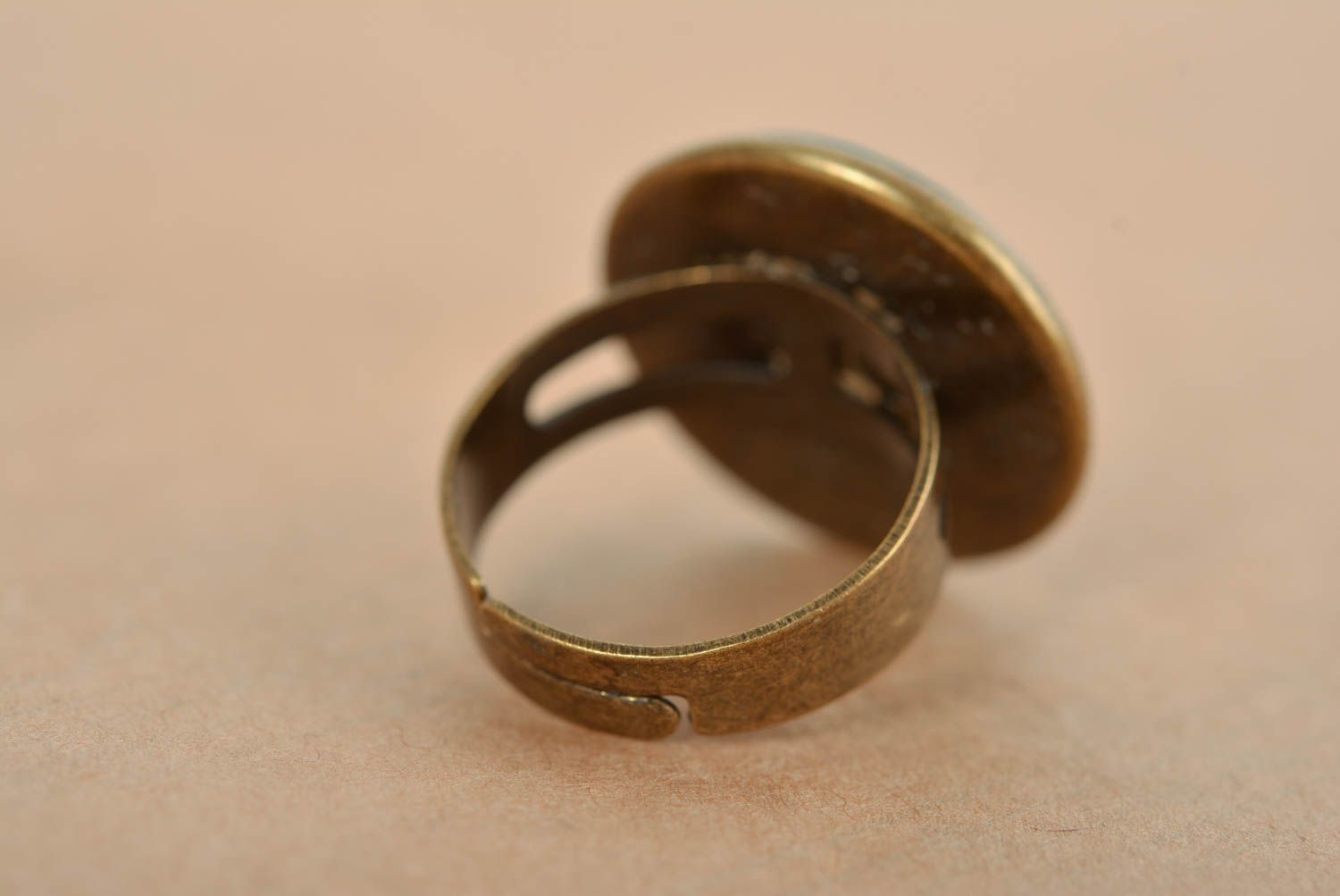 Кольцо ручной работы круглое кольцо с принтом модная бижутерия красивое фото 4