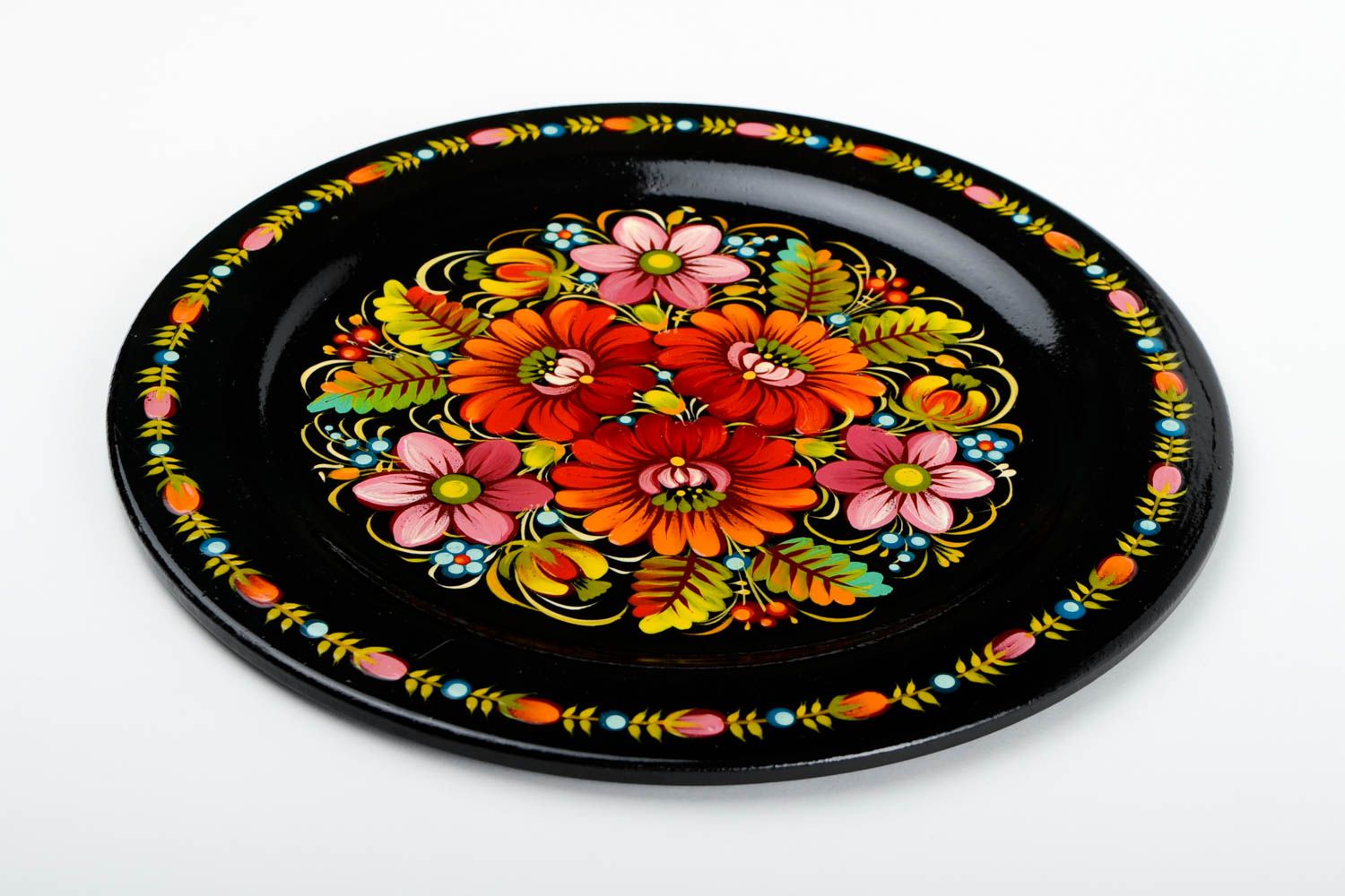 Подарочная тарелка ручной работы деревянная посуда с росписью декор для дома фото 3