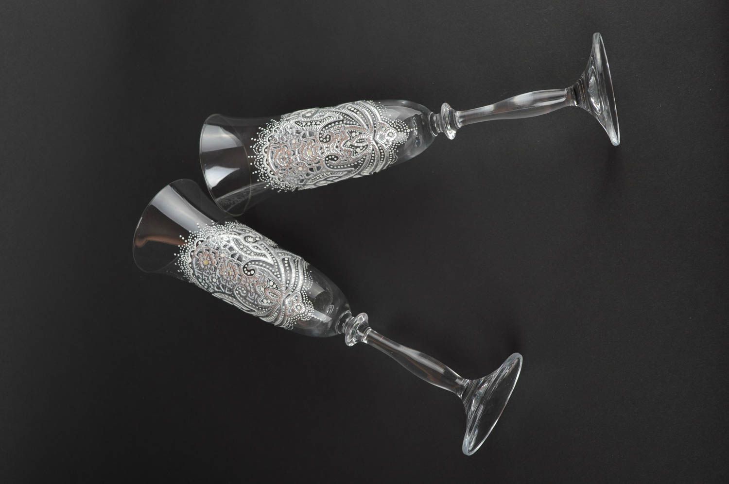Бокалы ручной работы фужеры для шампанского красивая посуда стеклянные бокалы фото 4