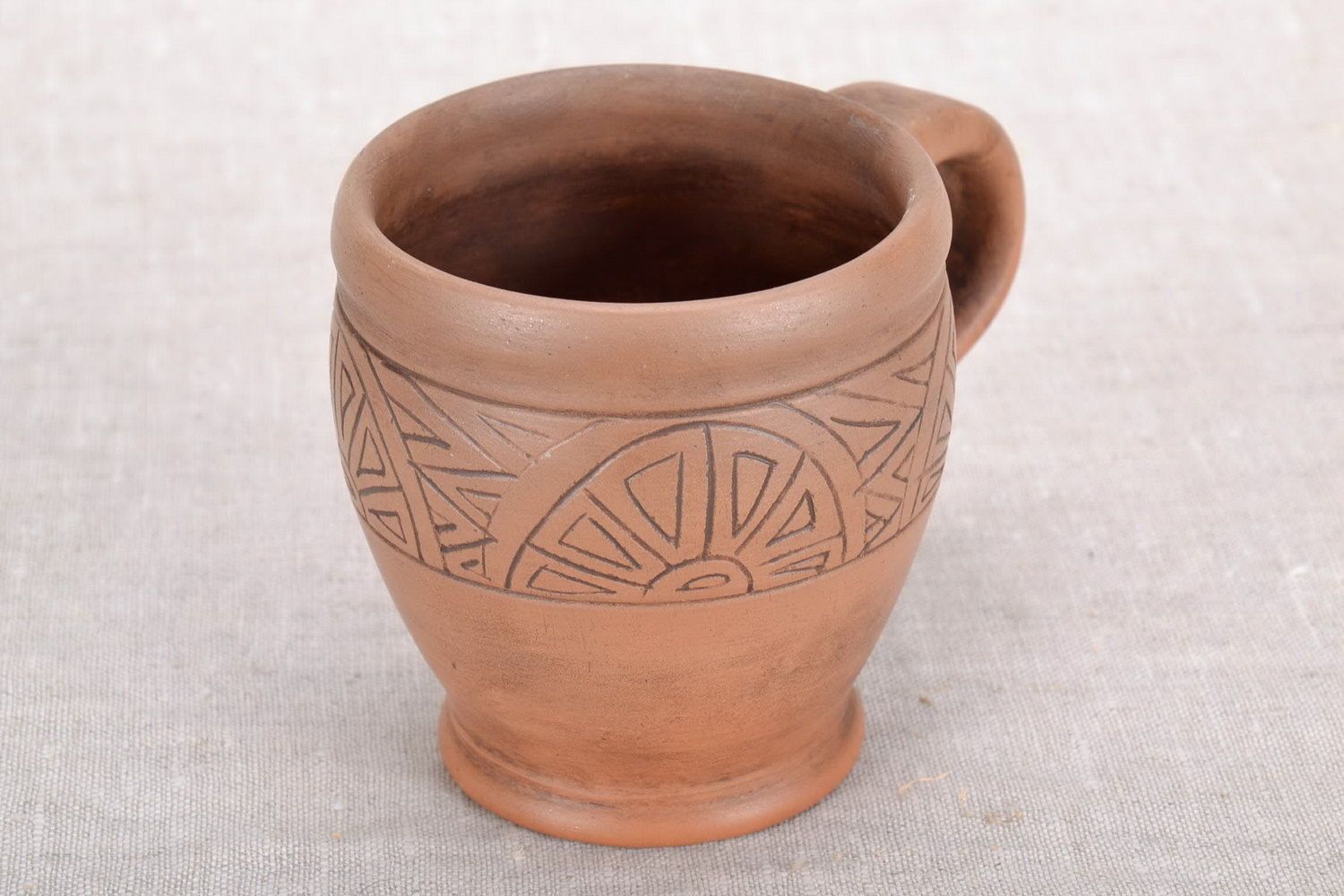 7 oz ceramic glazed coffee cup with handle and Greek style pattern photo 3
