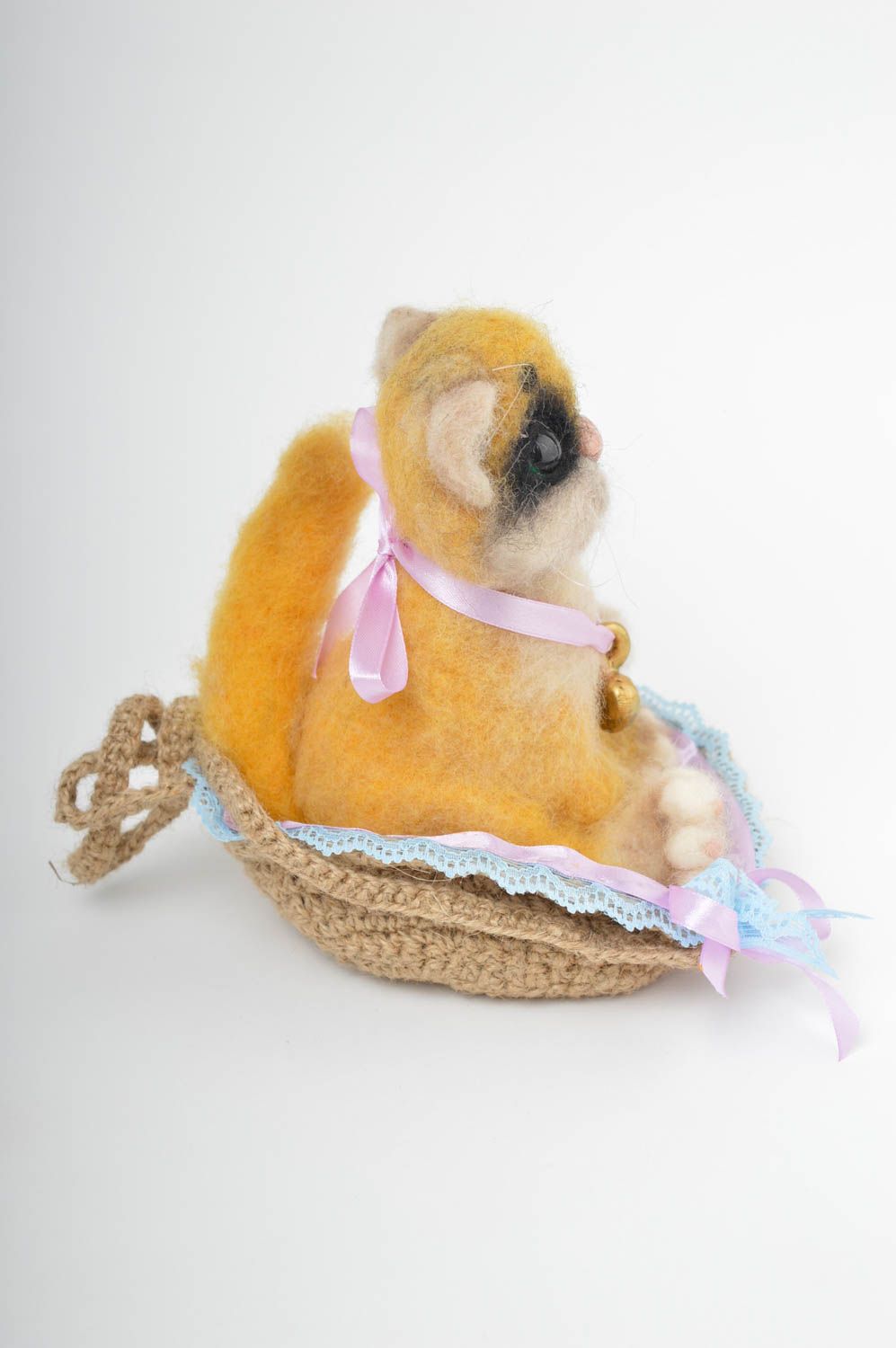 Muñeco de fieltro hecho a mano juguete original regalo especial Gato amarillo foto 5
