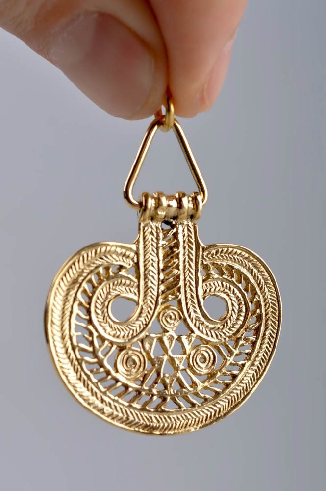 Handmade brass pendant unusual designer accessory authentic jewelry gift photo 5