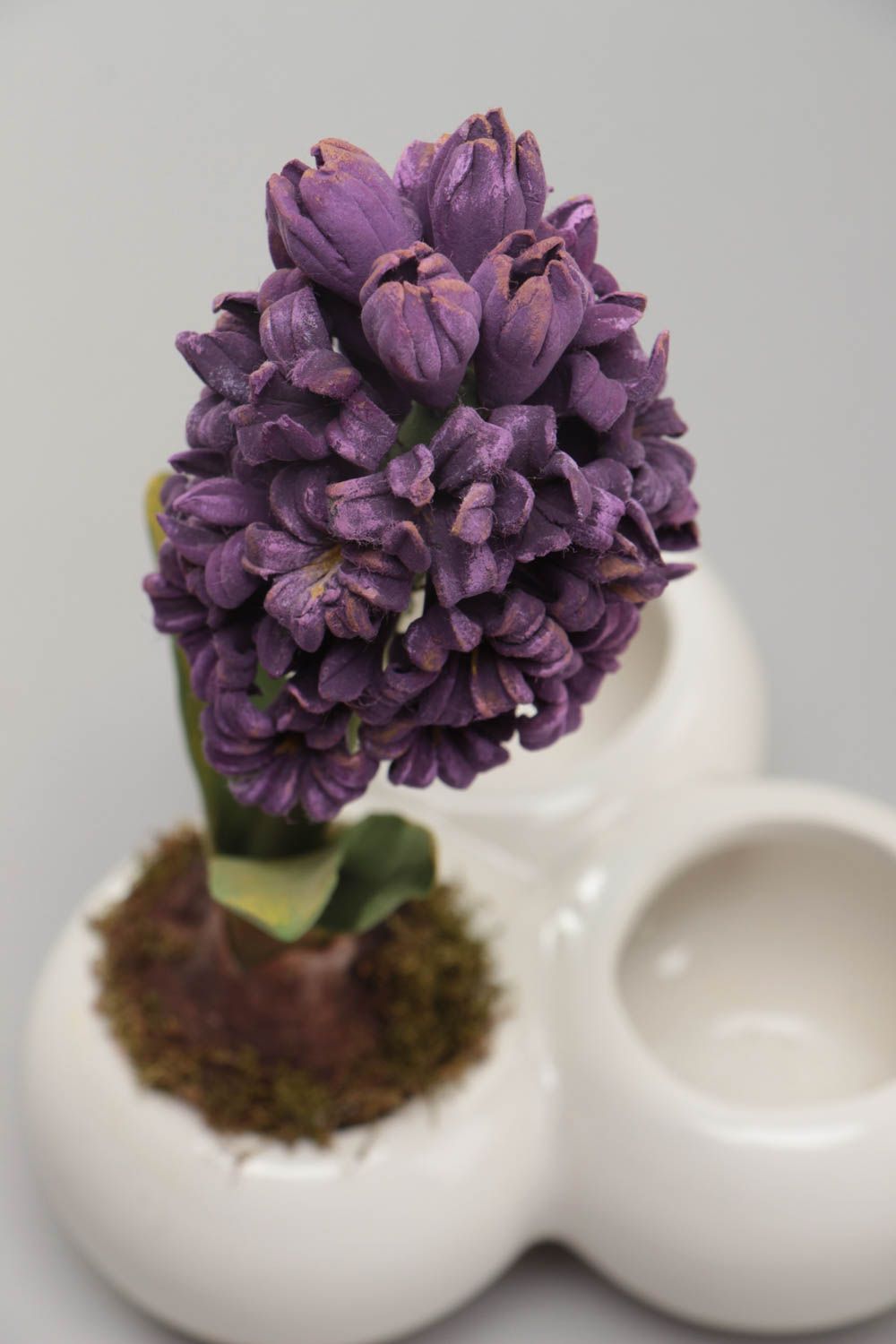 Dekorative Blume aus Polymer Ton Hyazinthe im Topf handmade Schmuck für Haus foto 3