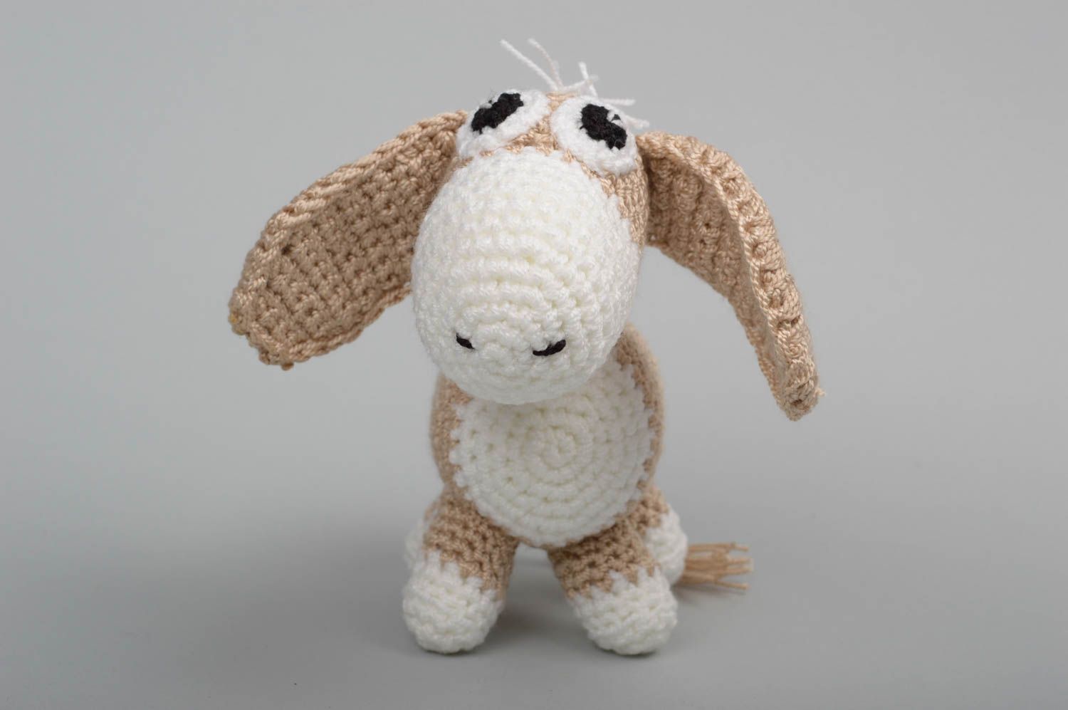 Peluche âne faite main Jouet tricoté au crochet en coton Cadeau pour enfant photo 3