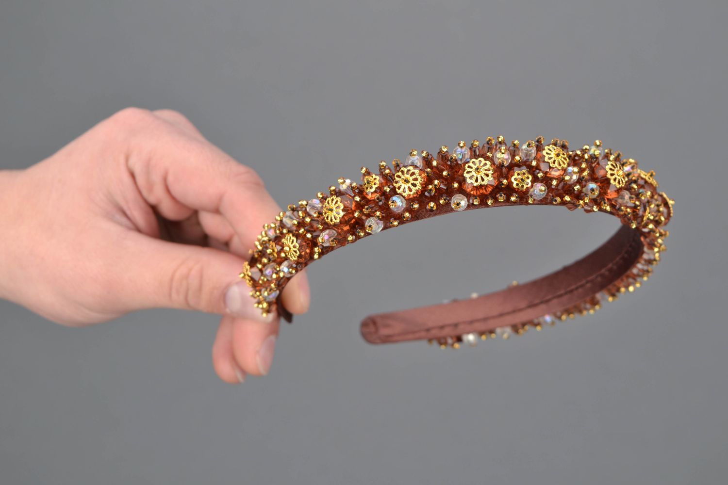 Beautiful handmade headband with beads photo 2