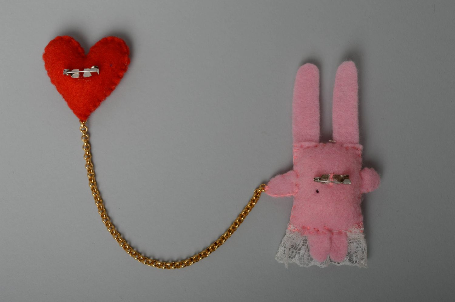 Designer felt brooch Rabbit with Heart photo 2