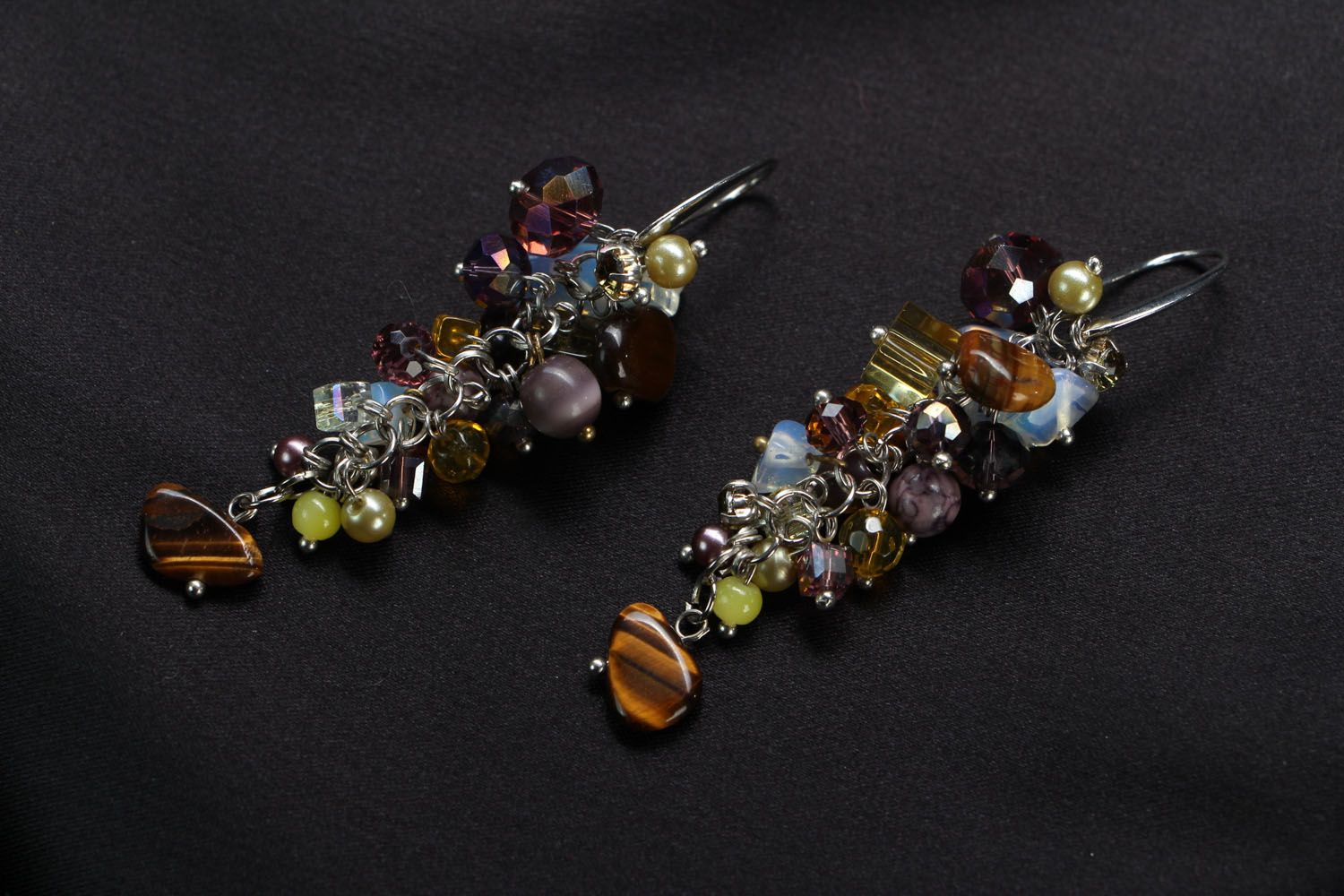Handmade earrings with natural stones photo 1