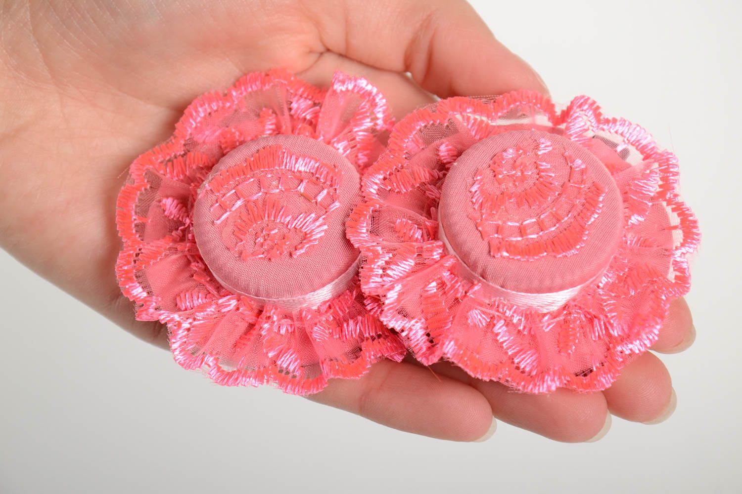 Beautiful handmade textile hair clip flower barrette accessories for girls photo 3