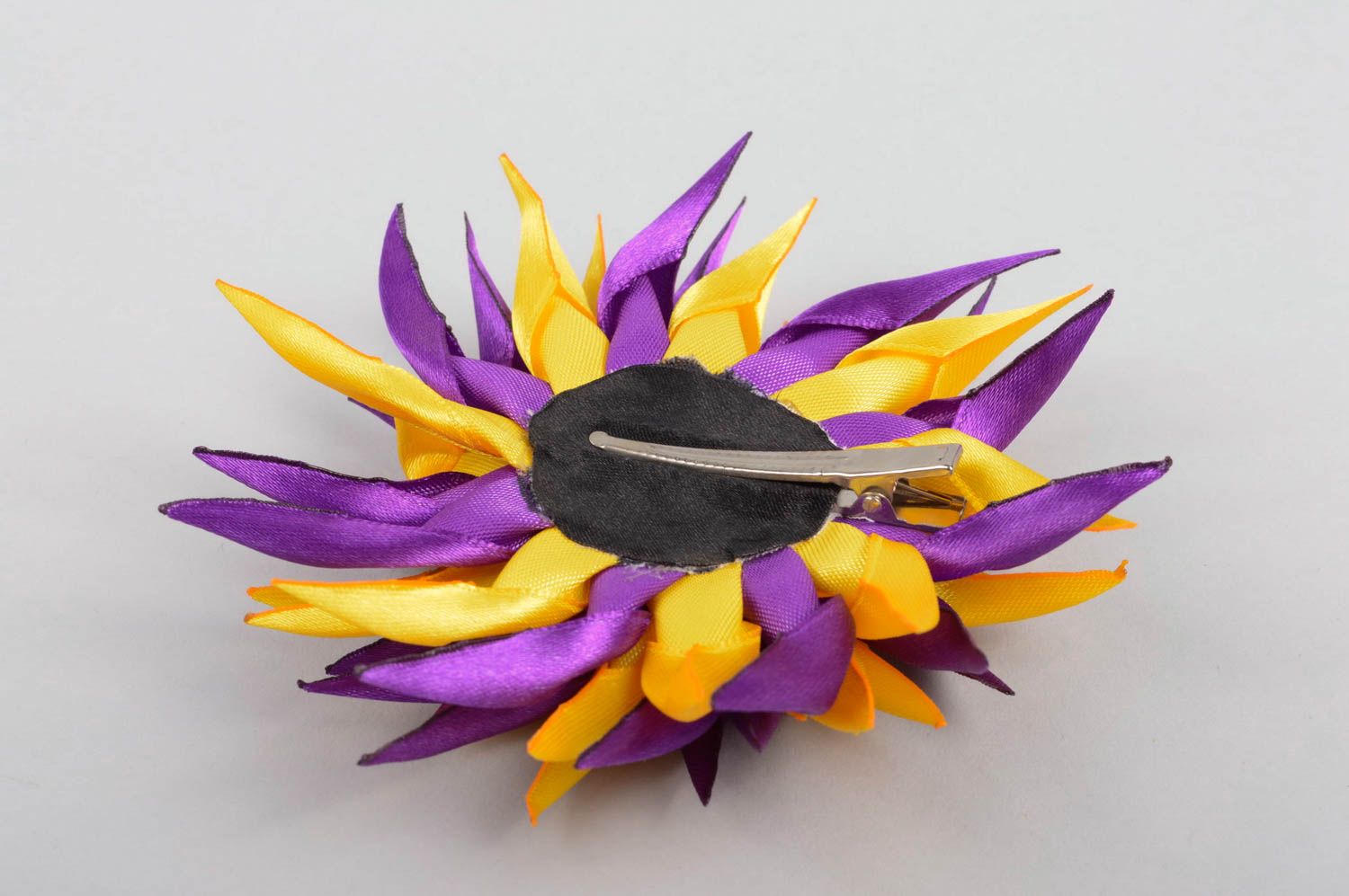 Accessoire für Mädchen Blume Haarspange handgemachter Schmuck violett gelb foto 4