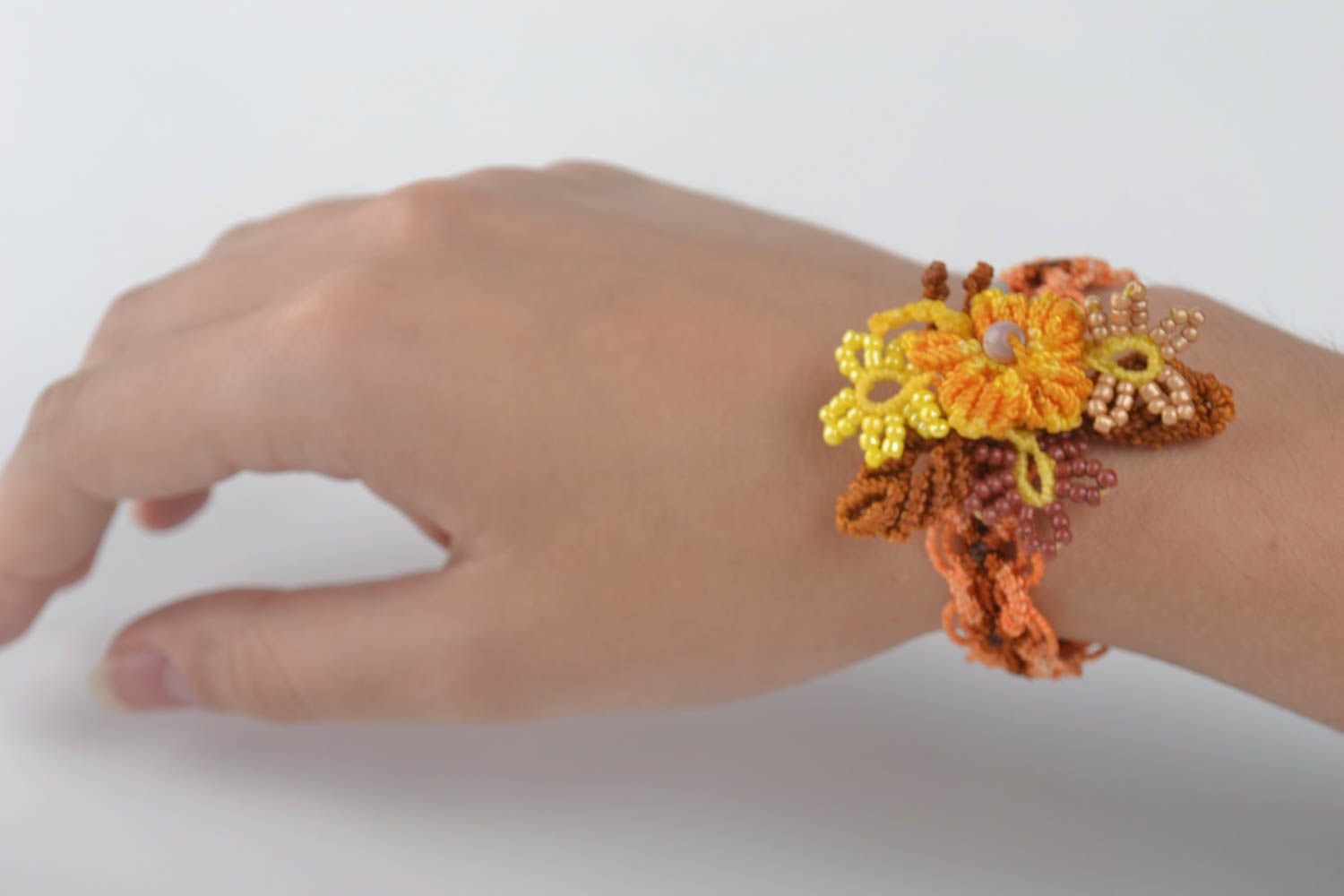 Bracelet textile Broche faite main Accessoires femme automne macramé ankars photo 5