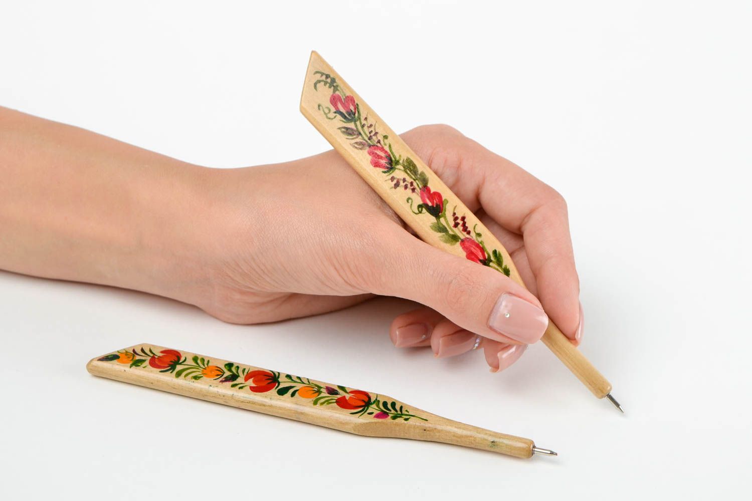 Красивые ручки подарки ручной работы ручки из дерева с петриковской росписью фото 2