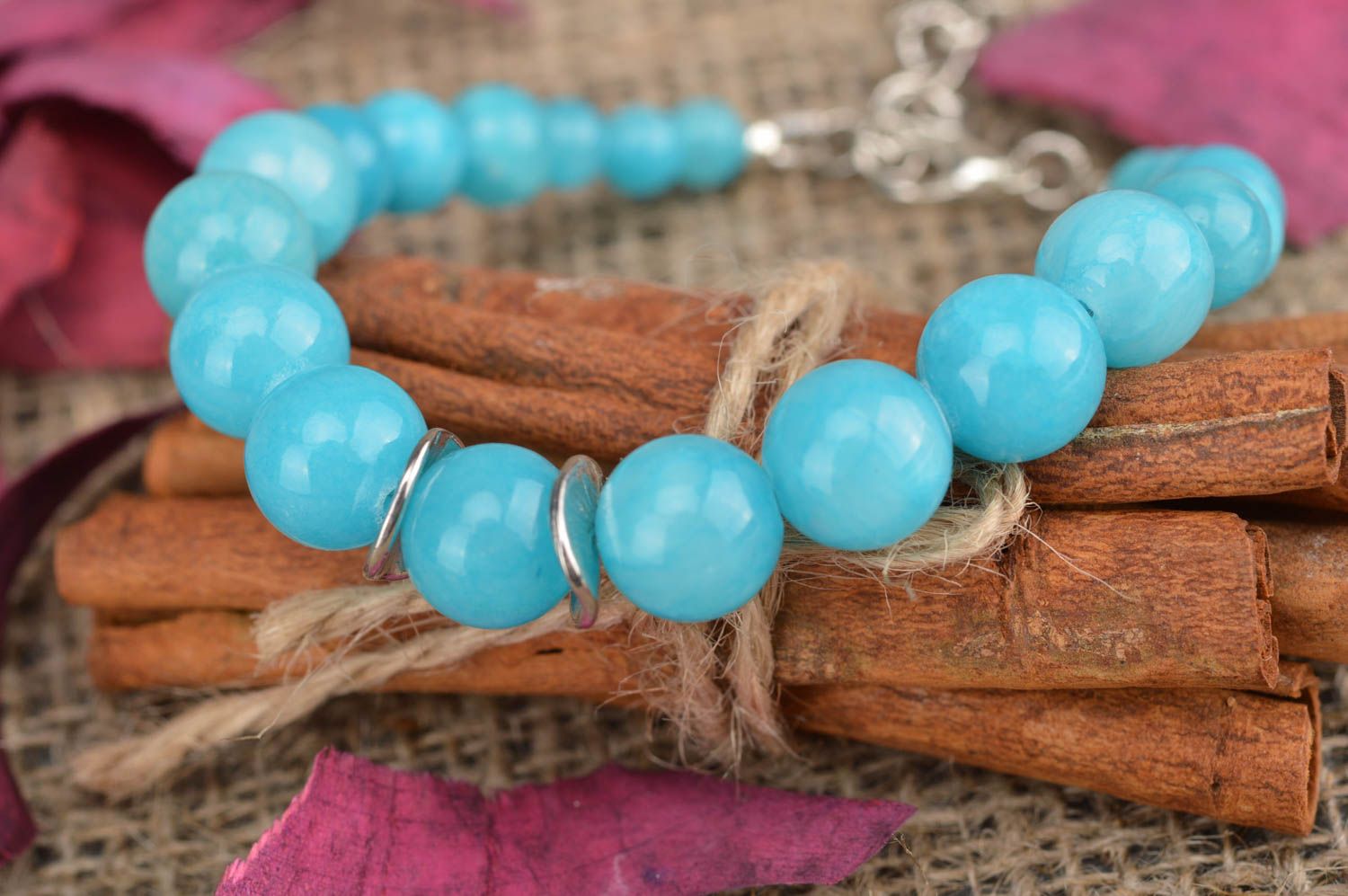 Blue designer bracelet with beads stylish handmade everyday jewelry for girls photo 1