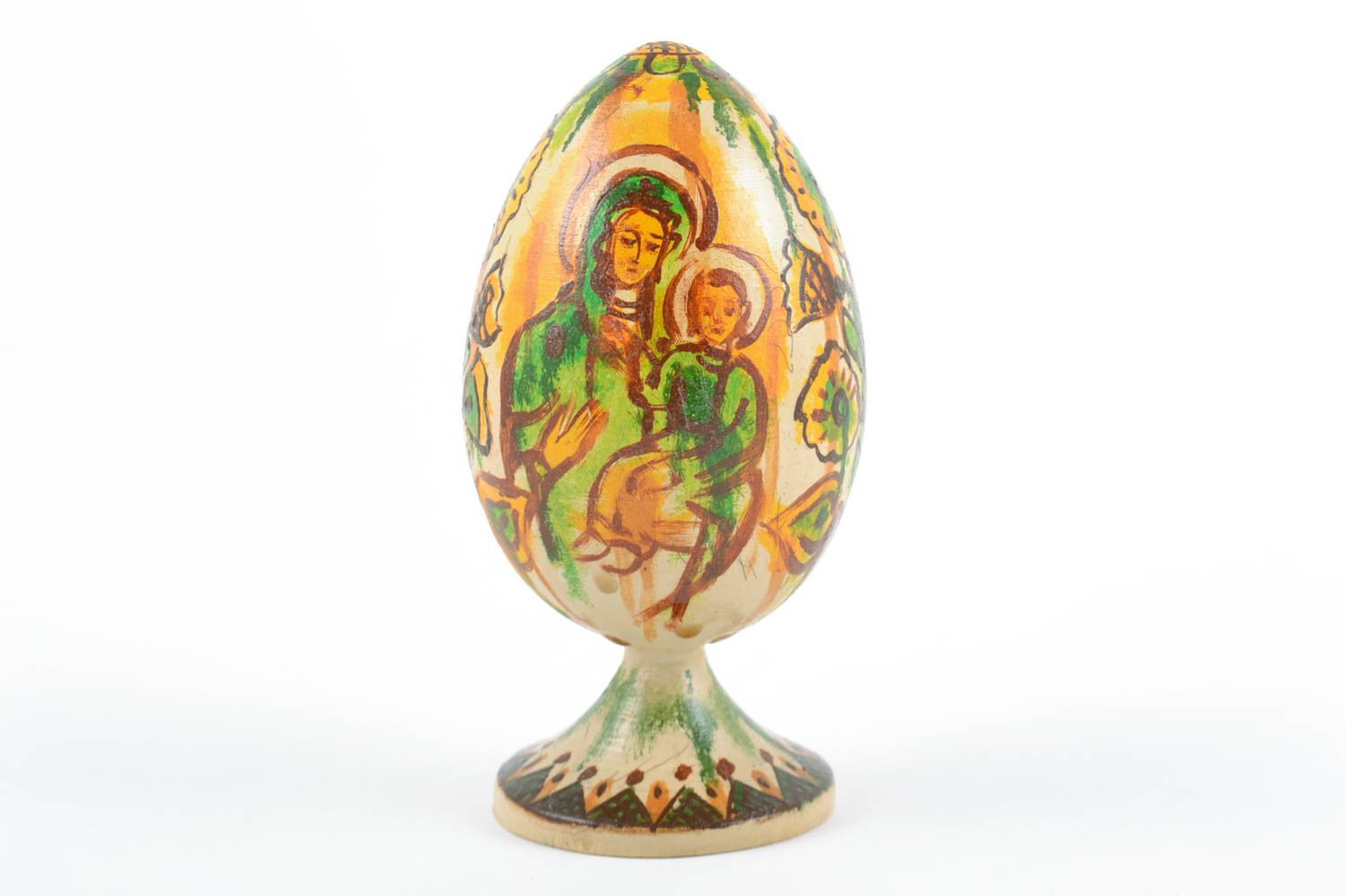 Деревянное яйцо с росписью масляными красками ручной работы для декора дома фото 2