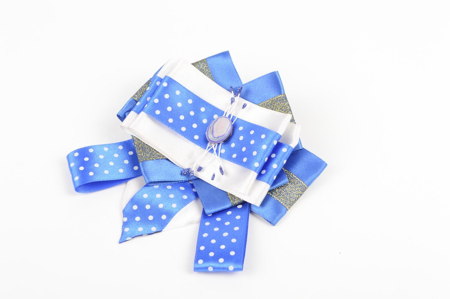Blaue Haarspange Schleife handmade Designer Btrosche Accessoire für Mädchen foto 1
