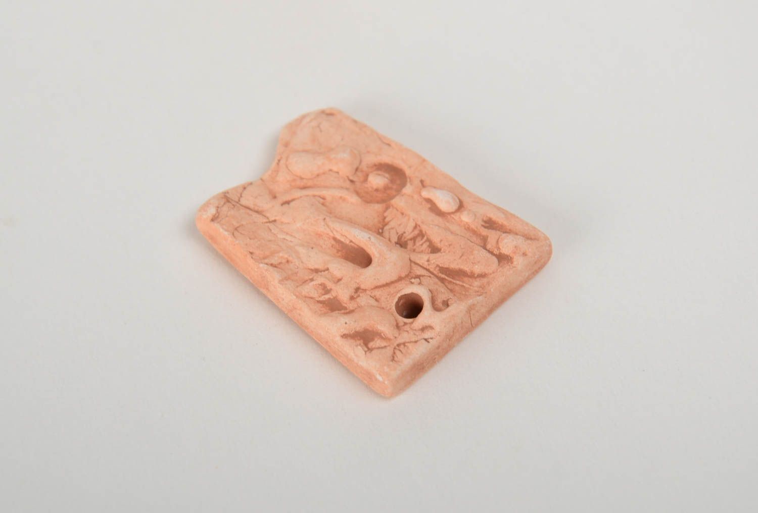 Blank ceramic pendant of irregular shape supply for ethnic jewelry making photo 4