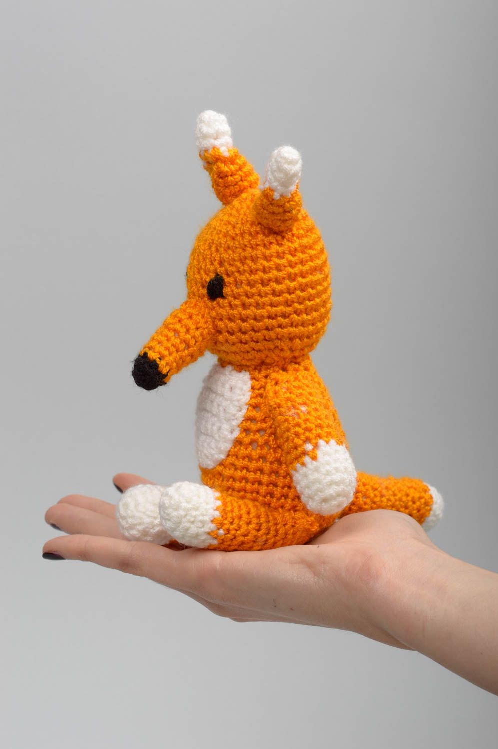Peluche renard faite main Jouet tricoté au crochet en coton Cadeau pour enfant photo 5