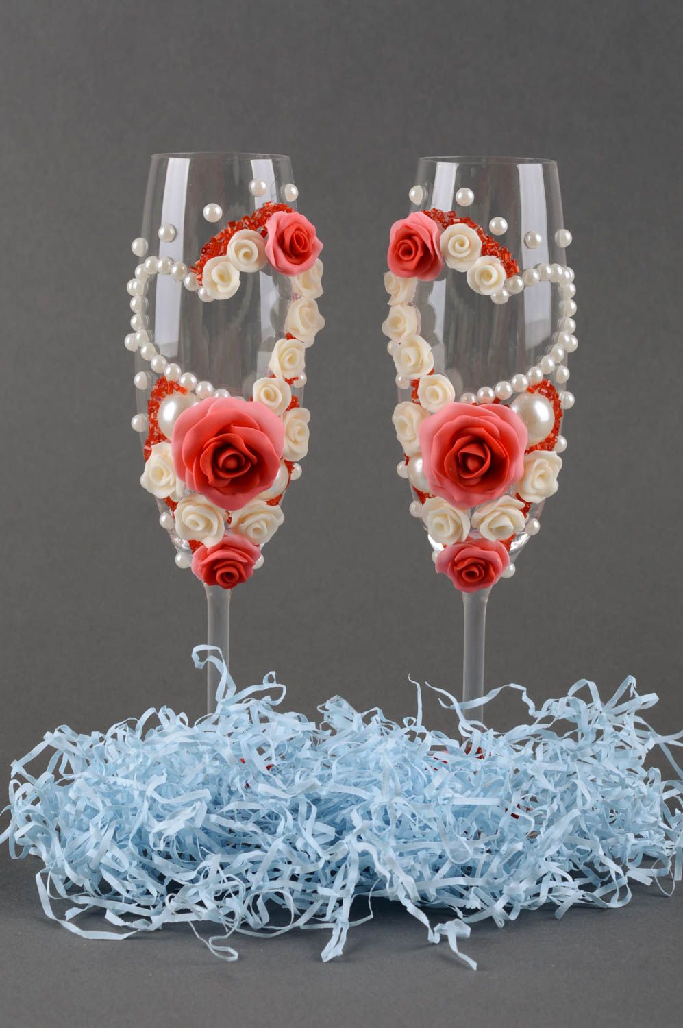 Copas para boda hechas a mano con flores vasos de cristal regalo original foto 6