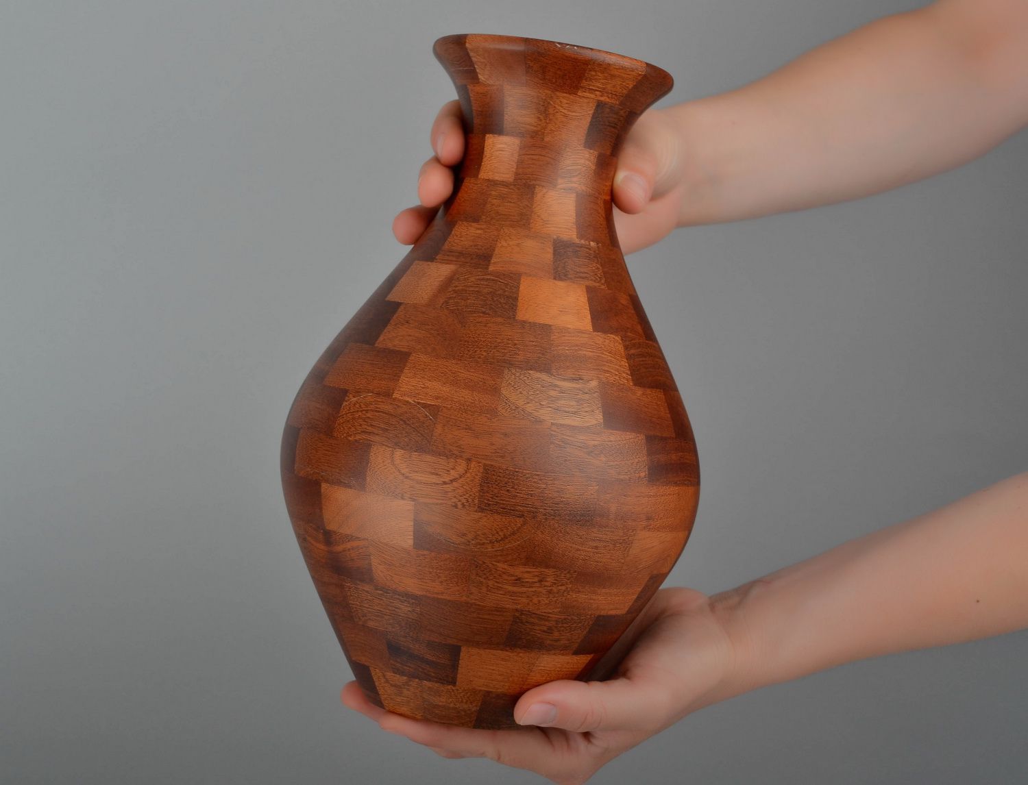 11 inches brown wooden decorative handmade vase  1,14 lb photo 4