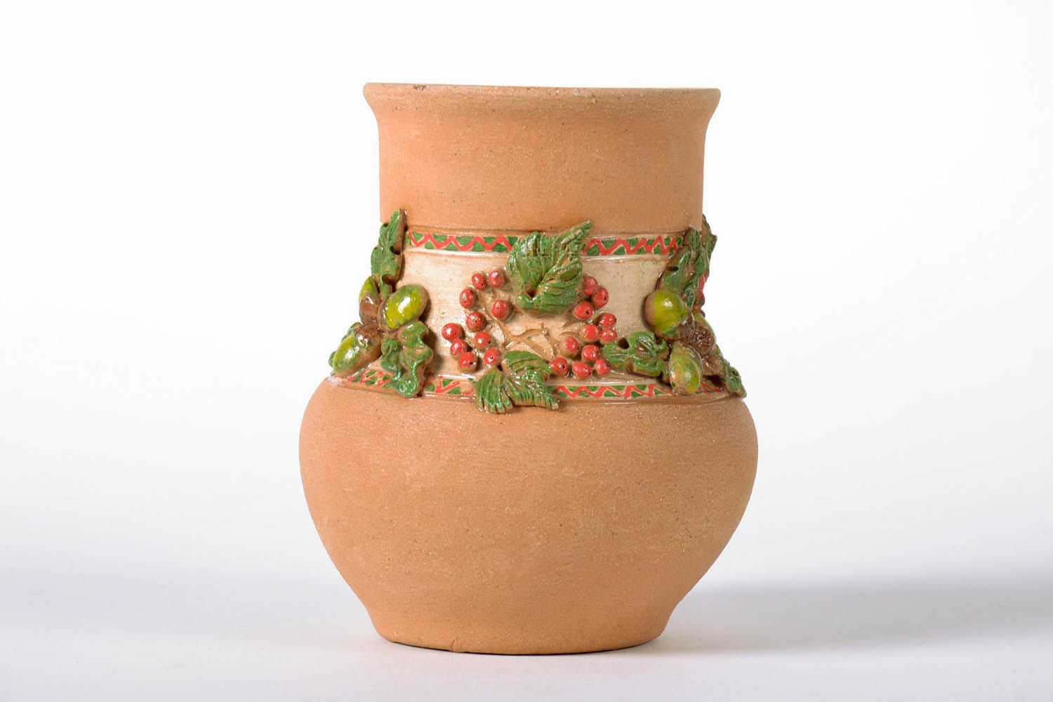 6 inches handmade village-style terracotta flower vase ceramic water jug 1,5 lb photo 2