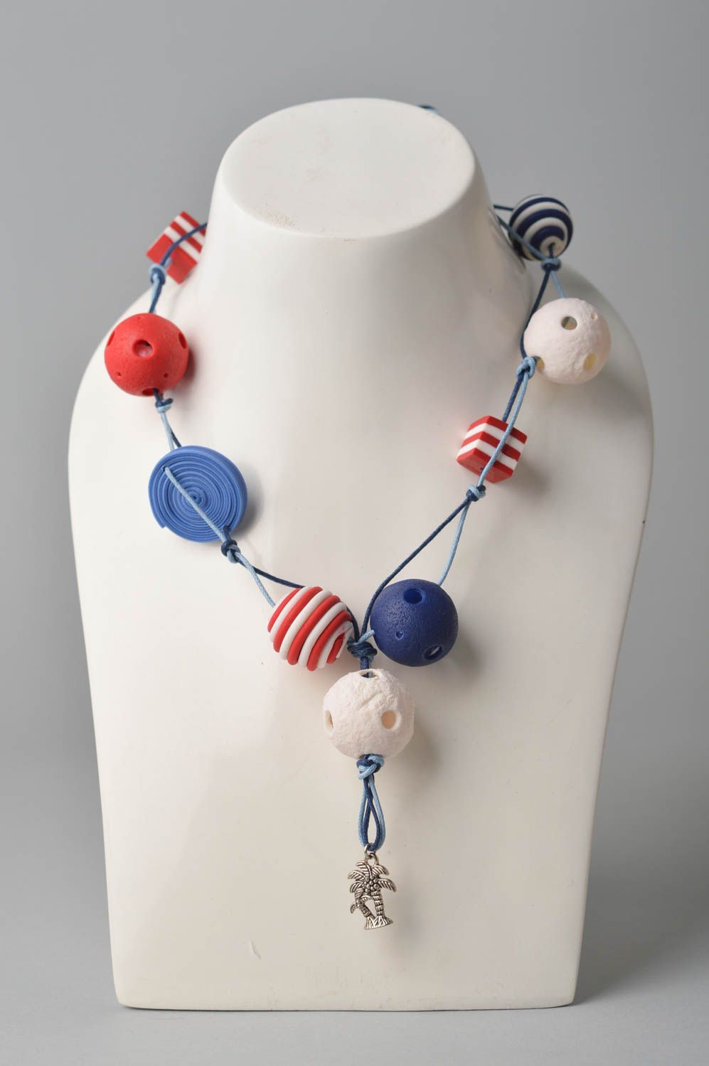 Handmade polymer clay necklace beaded plastic necklace plastic accessories photo 1