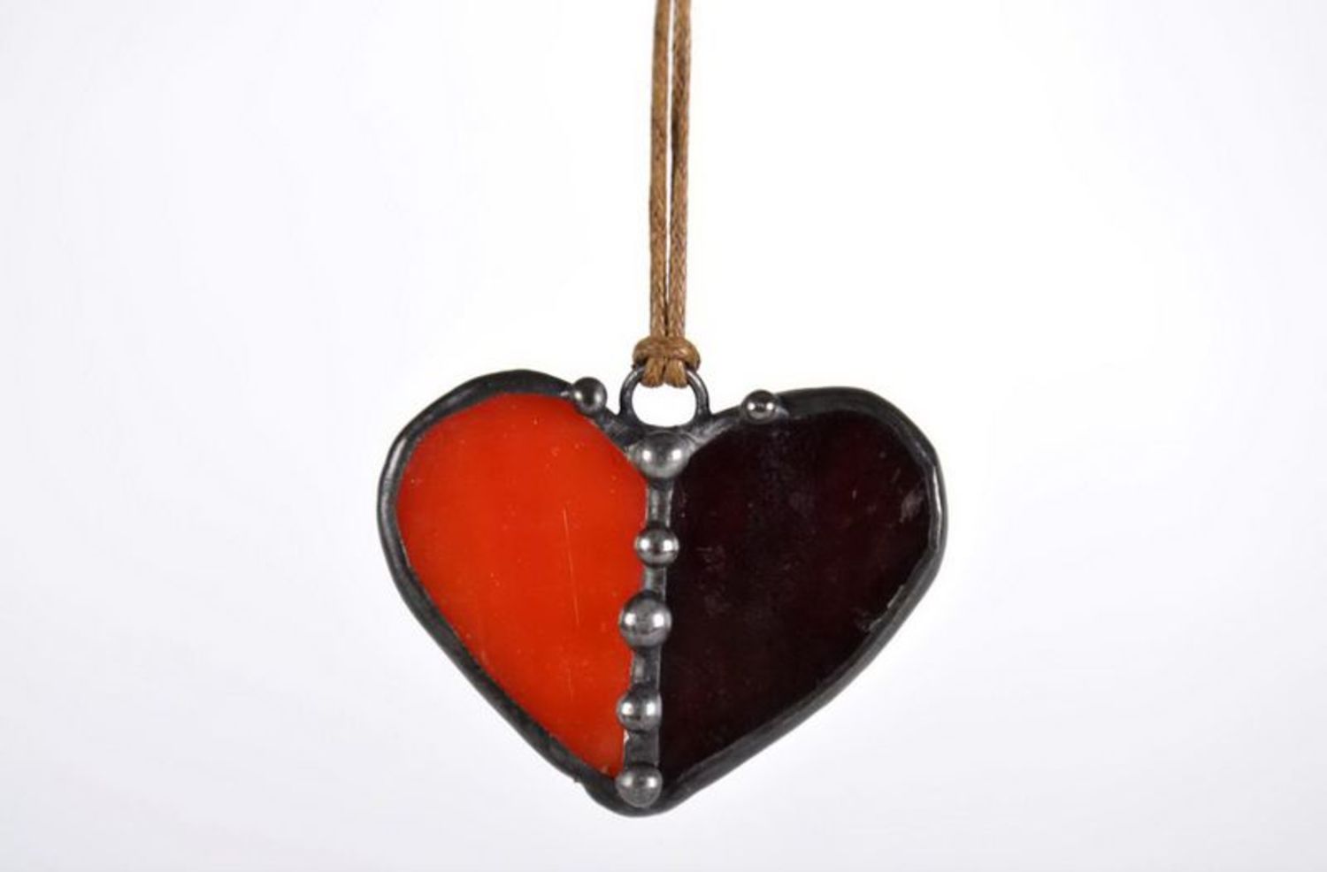 Stained glass pendant Red and black heart photo 2