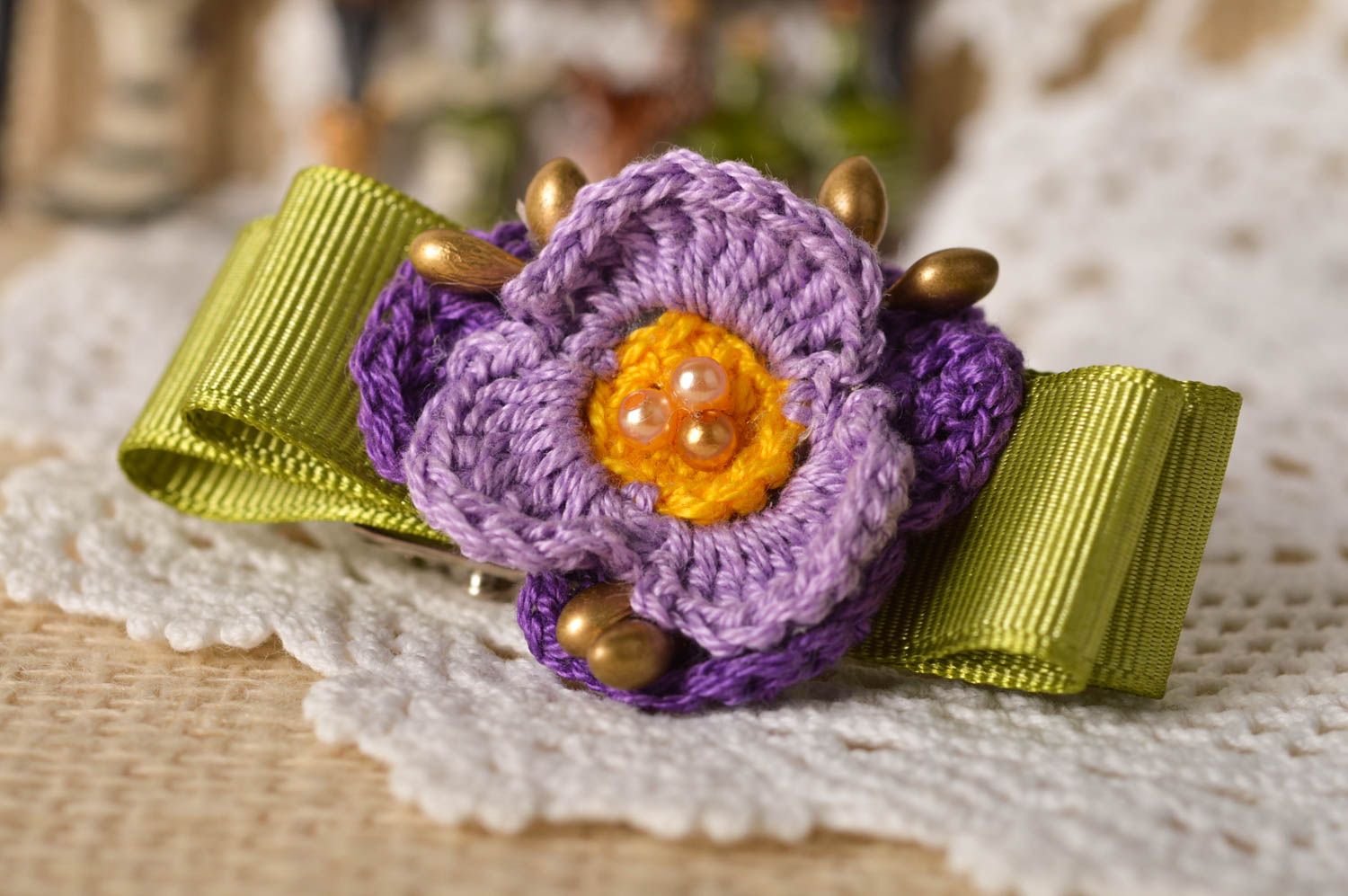 Beautiful handmade beaded brooch hair clip flower brooch jewelry gifts for her photo 1