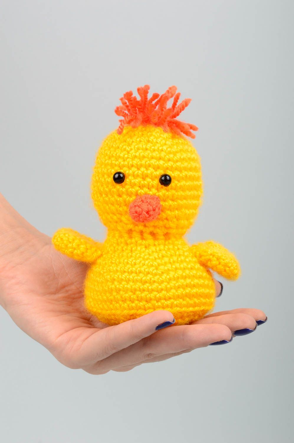 Peluche poussin jaune faite main Jouet tricot au crochet Cadeau enfant photo 2
