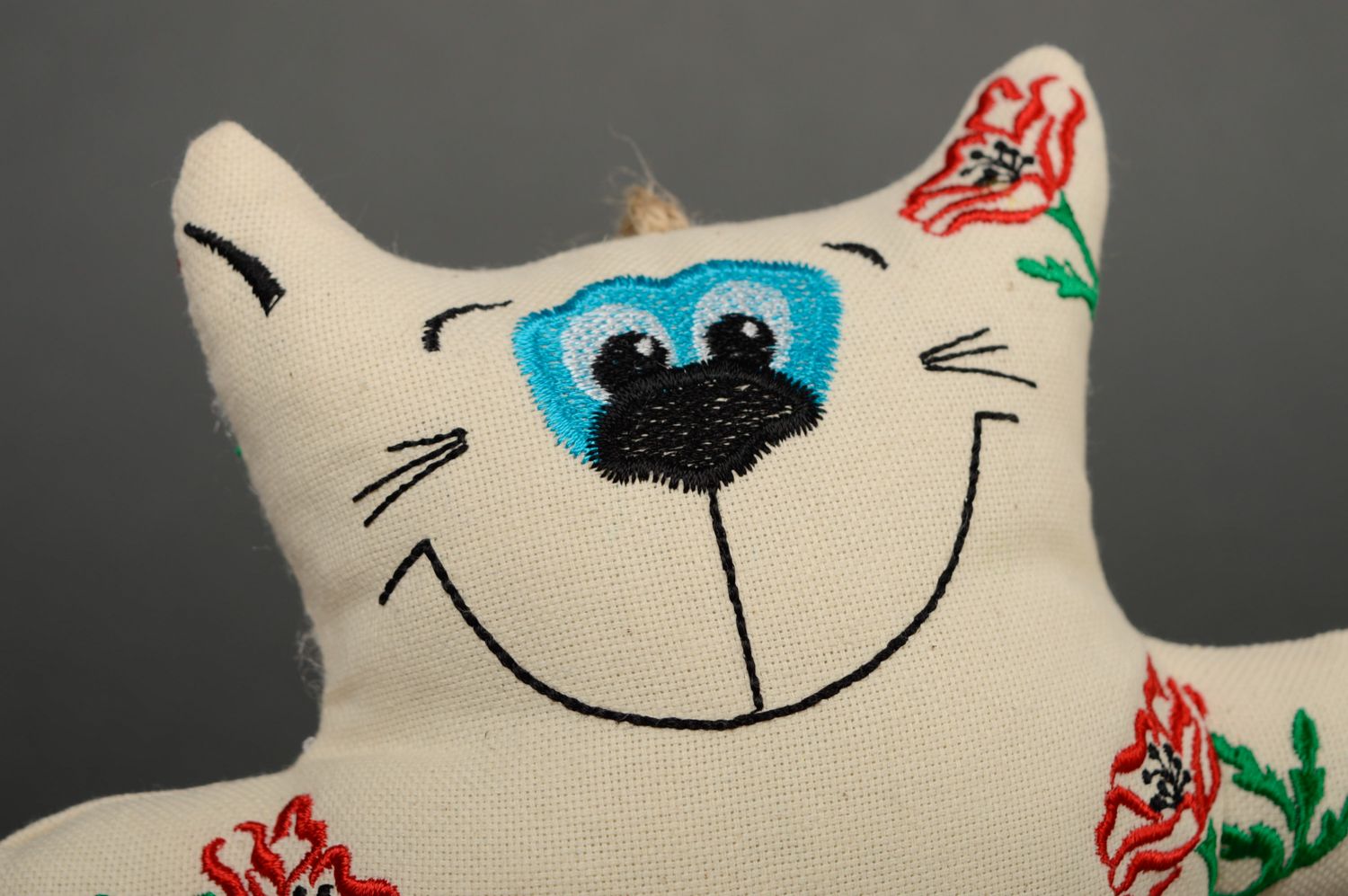 Linen soft interior toy with eyelet Cat photo 2
