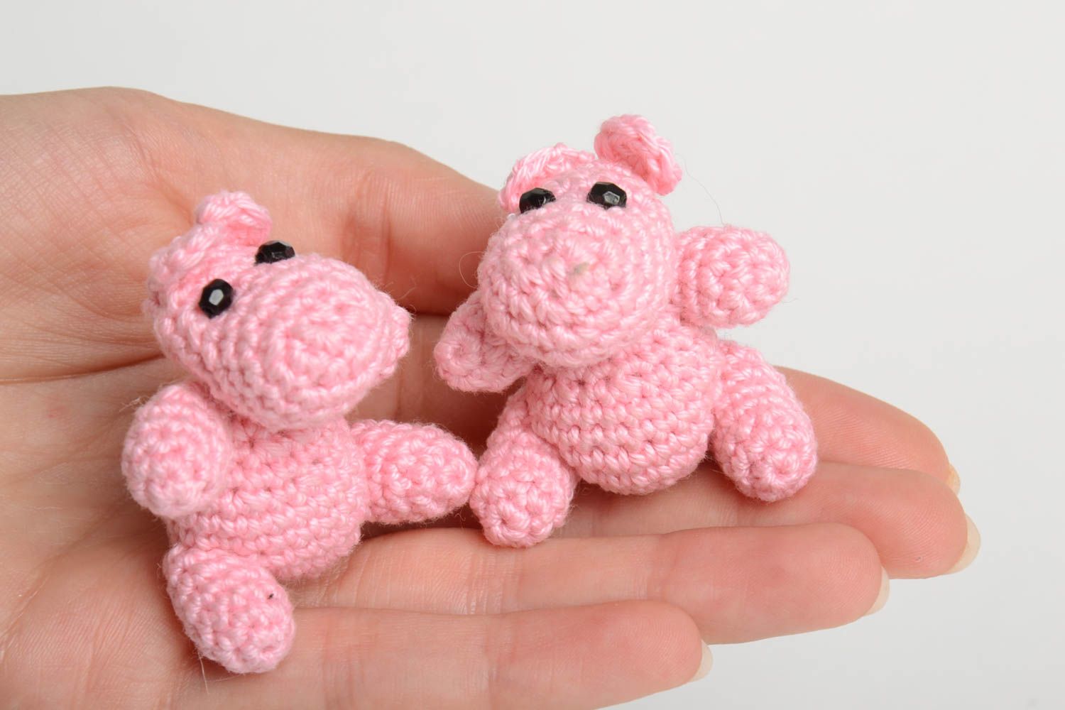 Jouets tricotés Peluches faites main en coton Cadeau enfant Hippopotames photo 5