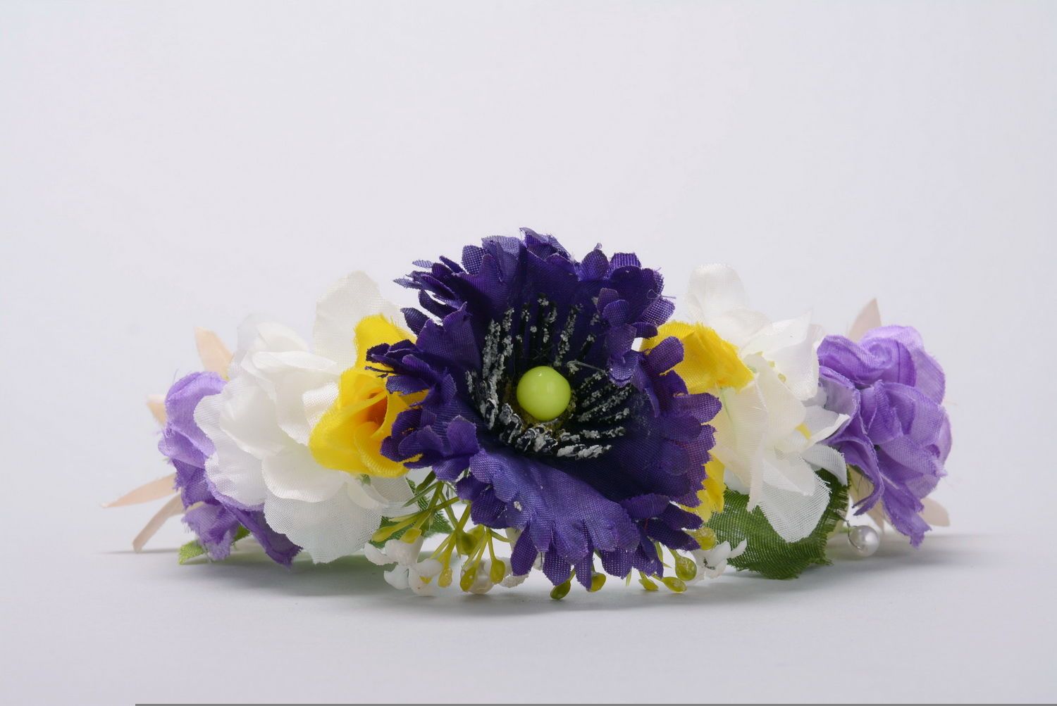 Handgemachter Haarreif Violette Blumen foto 3
