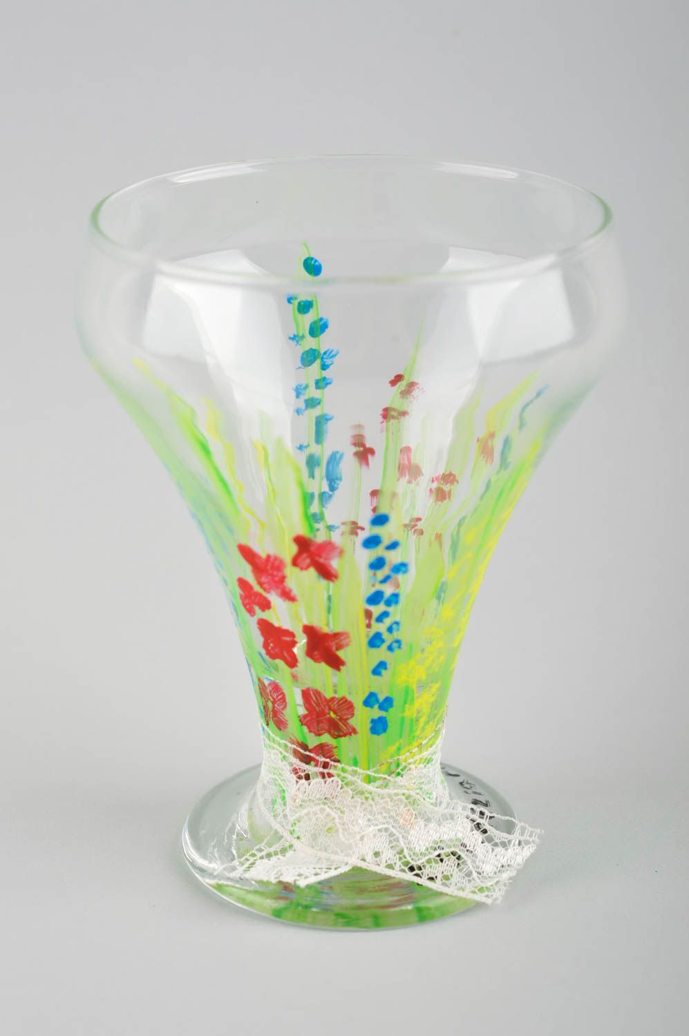 Изделие из стекла ручной работы стеклянный стакан расписная посуда разноцветная фото 2