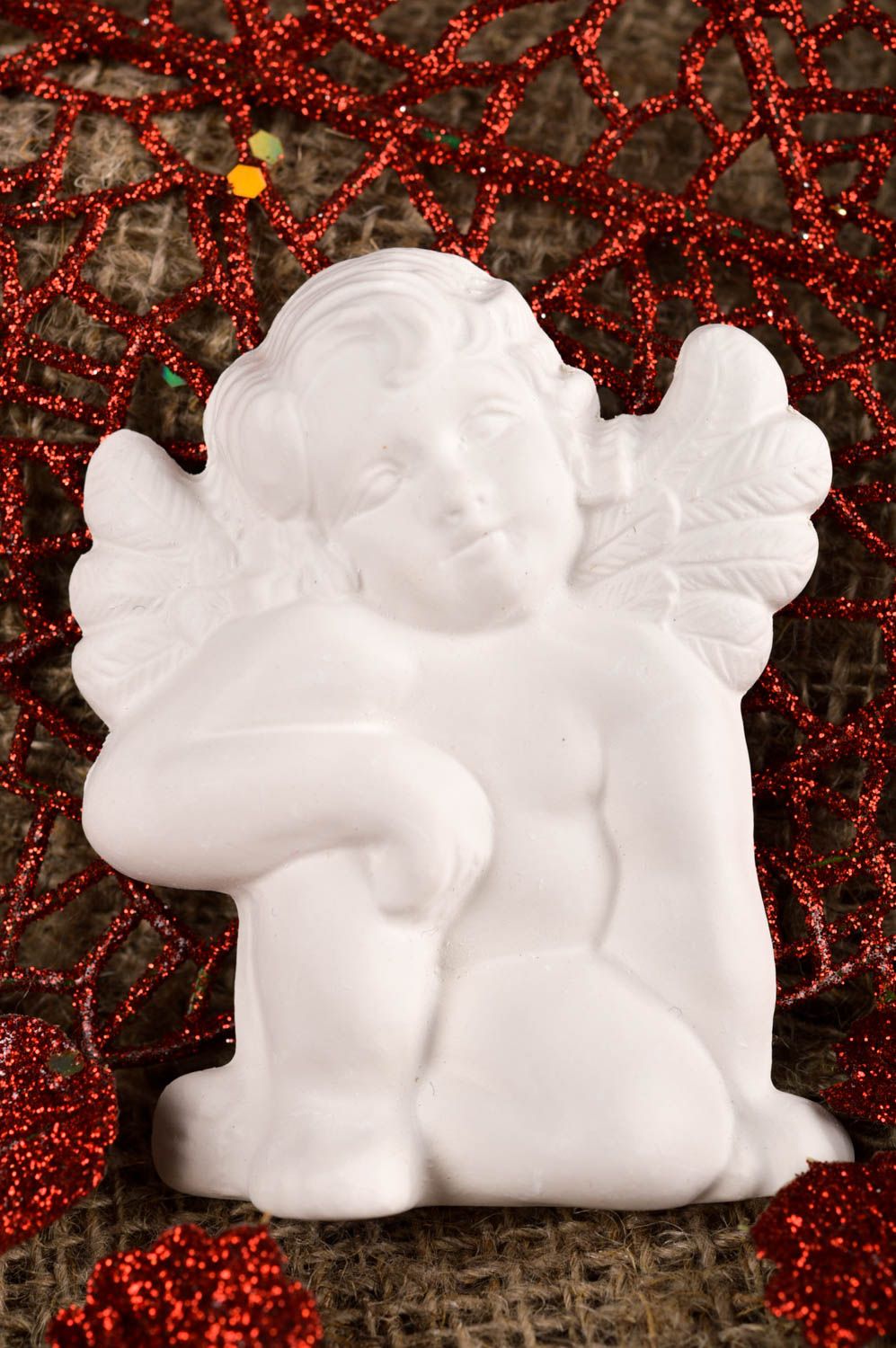 Фигурка ангелочка хэнд мейд заготовка для декорирования милая статуэтка из гипса фото 1