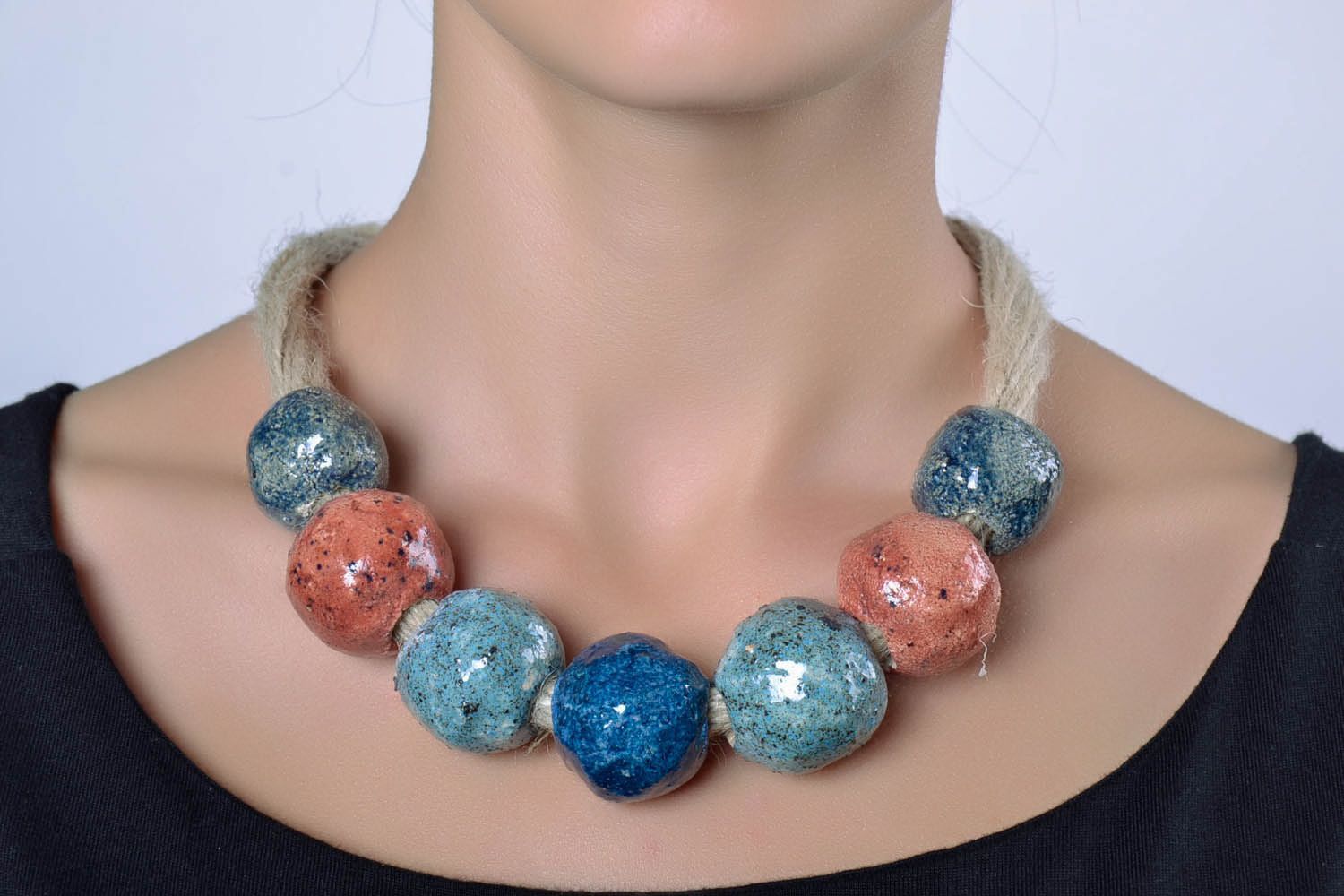 Massive ceramic bead necklace photo 2