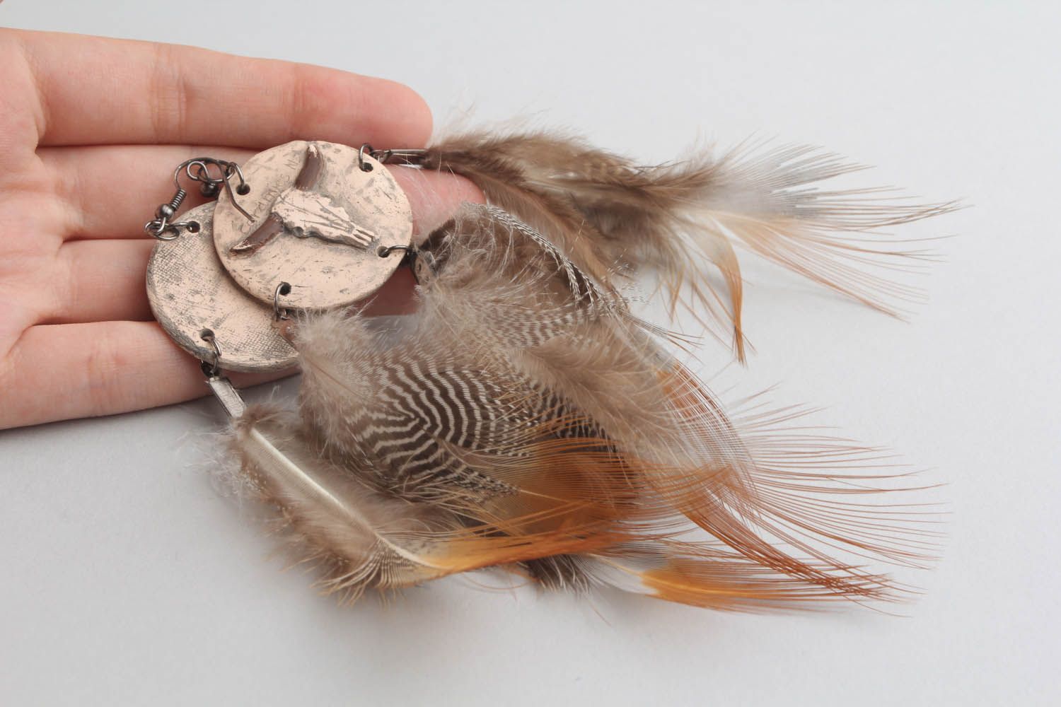 Earrings with feathers photo 5