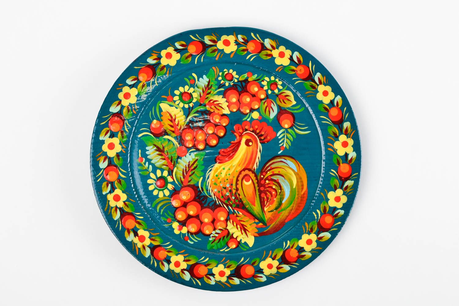 Декоративная тарелка ручной работы тарелка на стену синяя расписная посуда фото 4