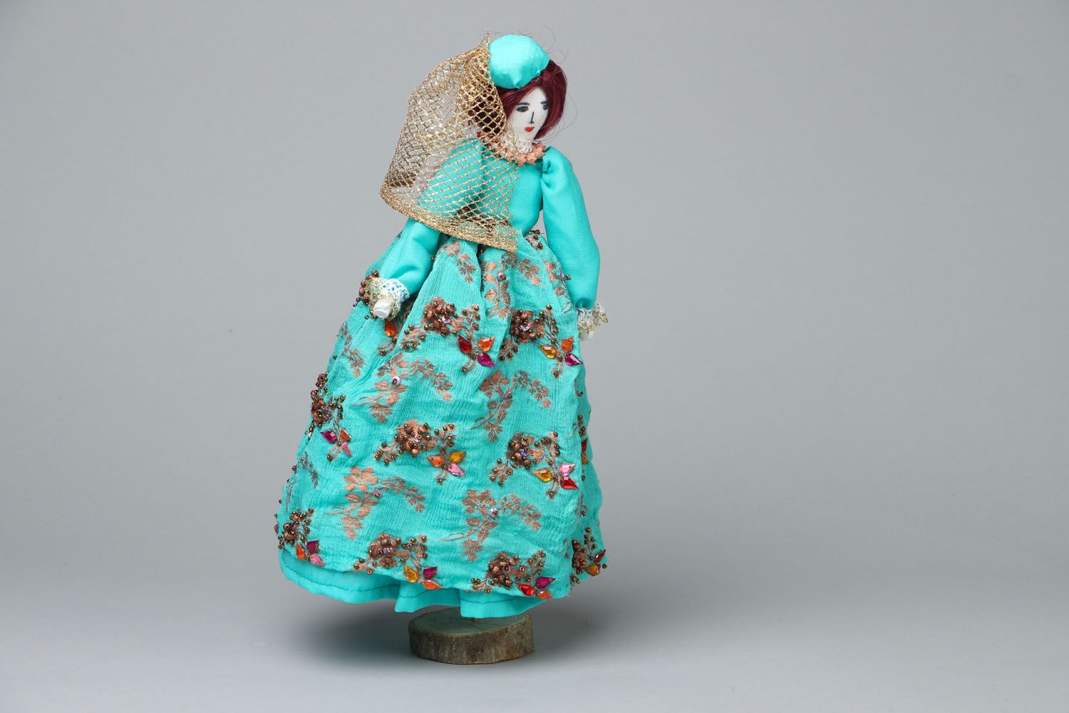 Interieur Puppe aus Textil Dame in Türkis foto 1