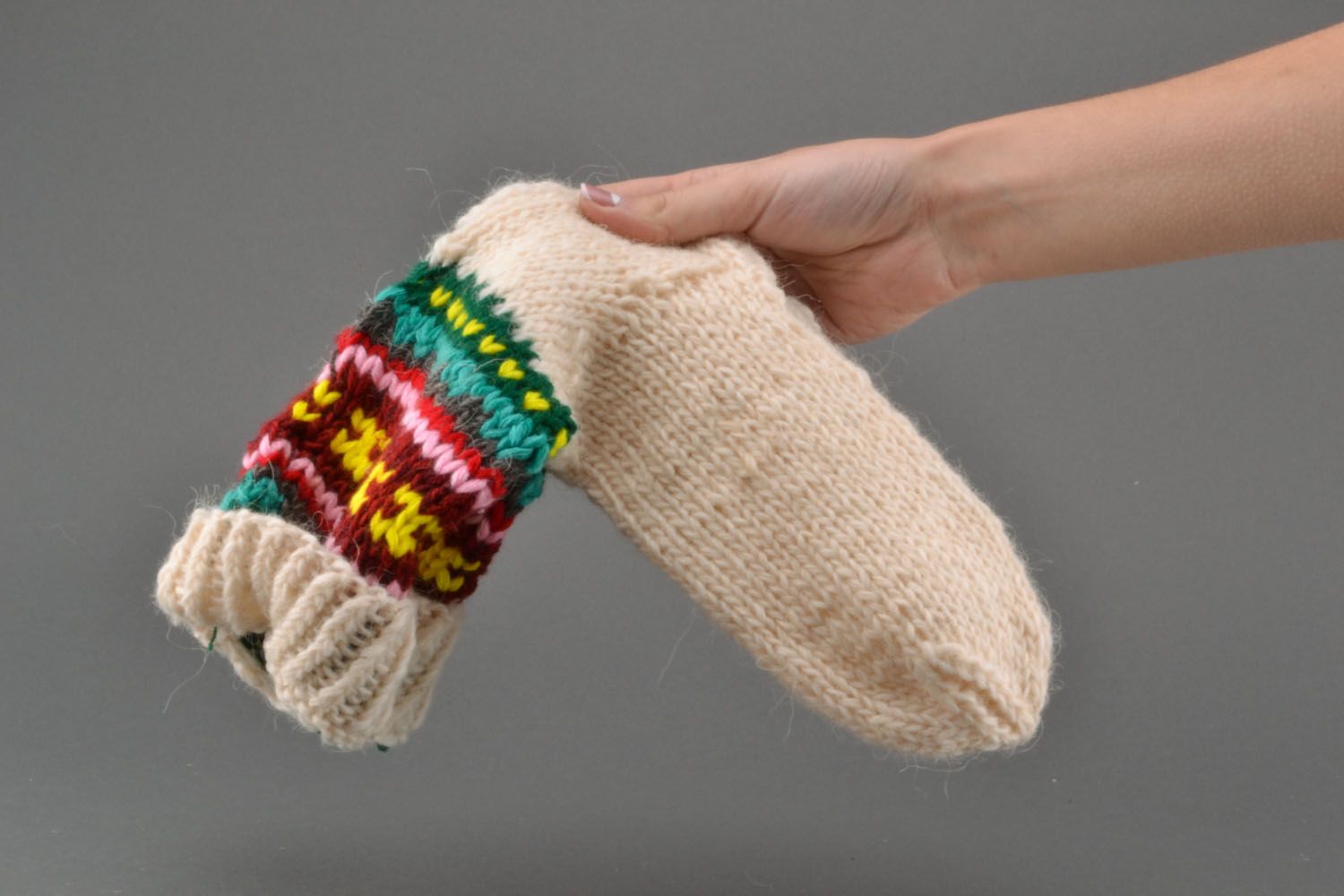 Knitted woolen socks photo 5