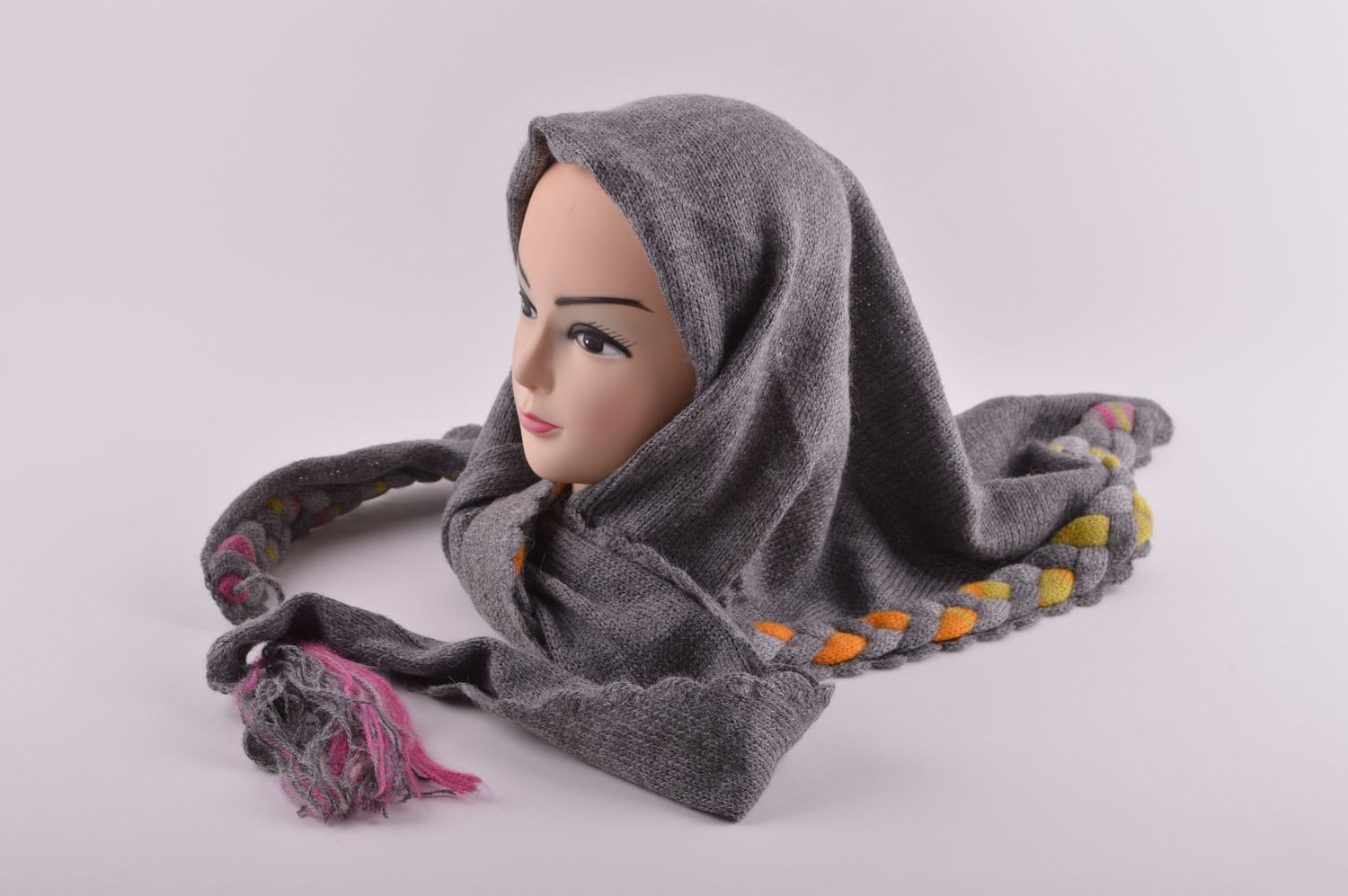 Schal für Damen handgefertigt Schal aus Wolle Accessoire für Frauen in Grau foto 1