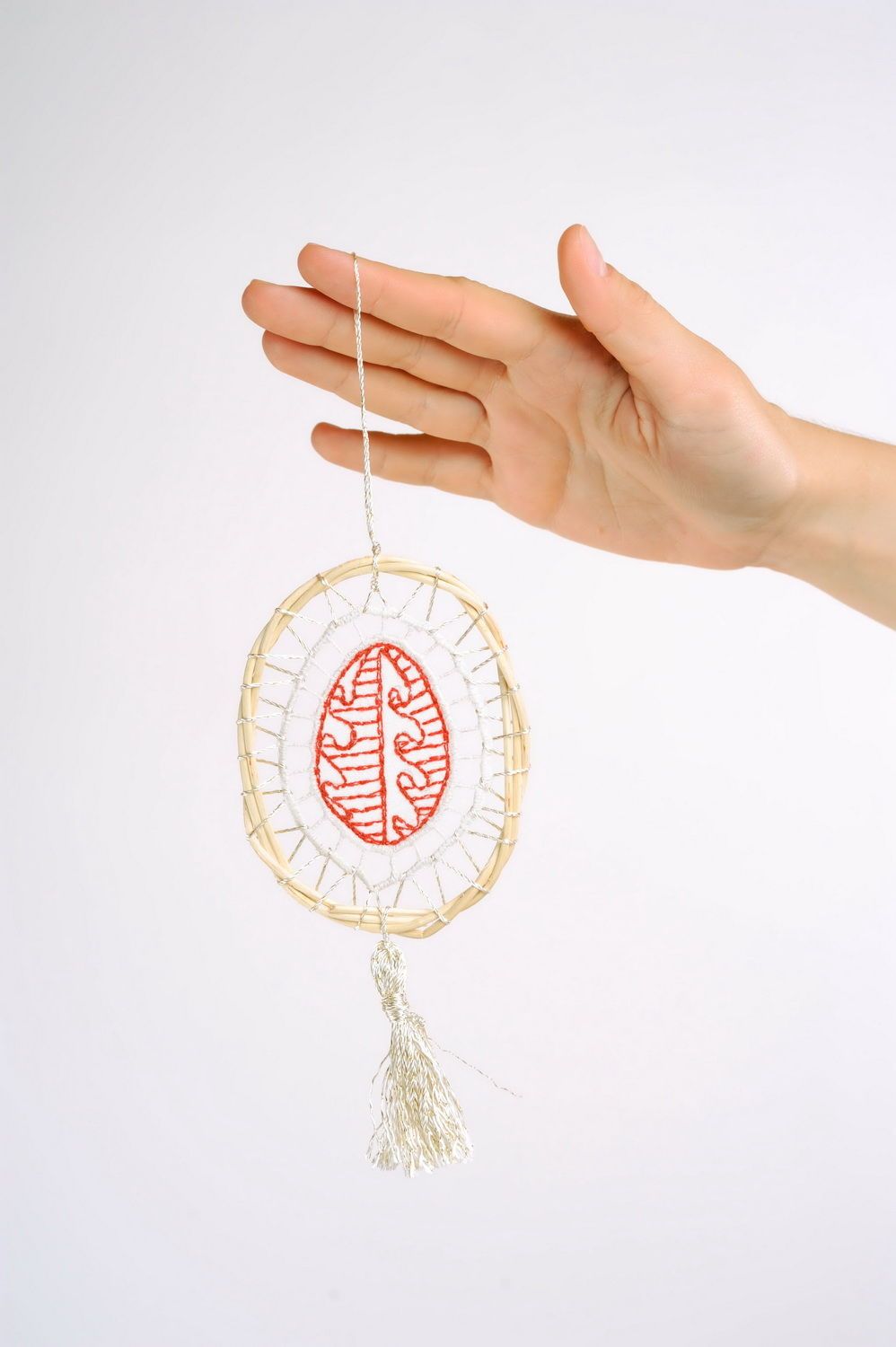 Decorative pendant with embroidery Pysanka Ukrainian Easter egg photo 3