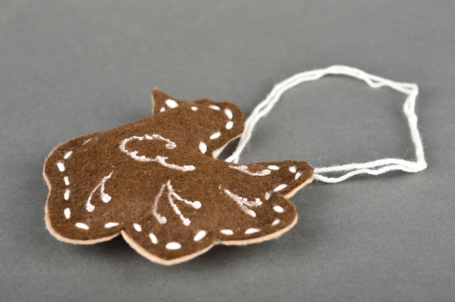 Handmade designer soft toy unusual Christmas tree hanging textile toy photo 3