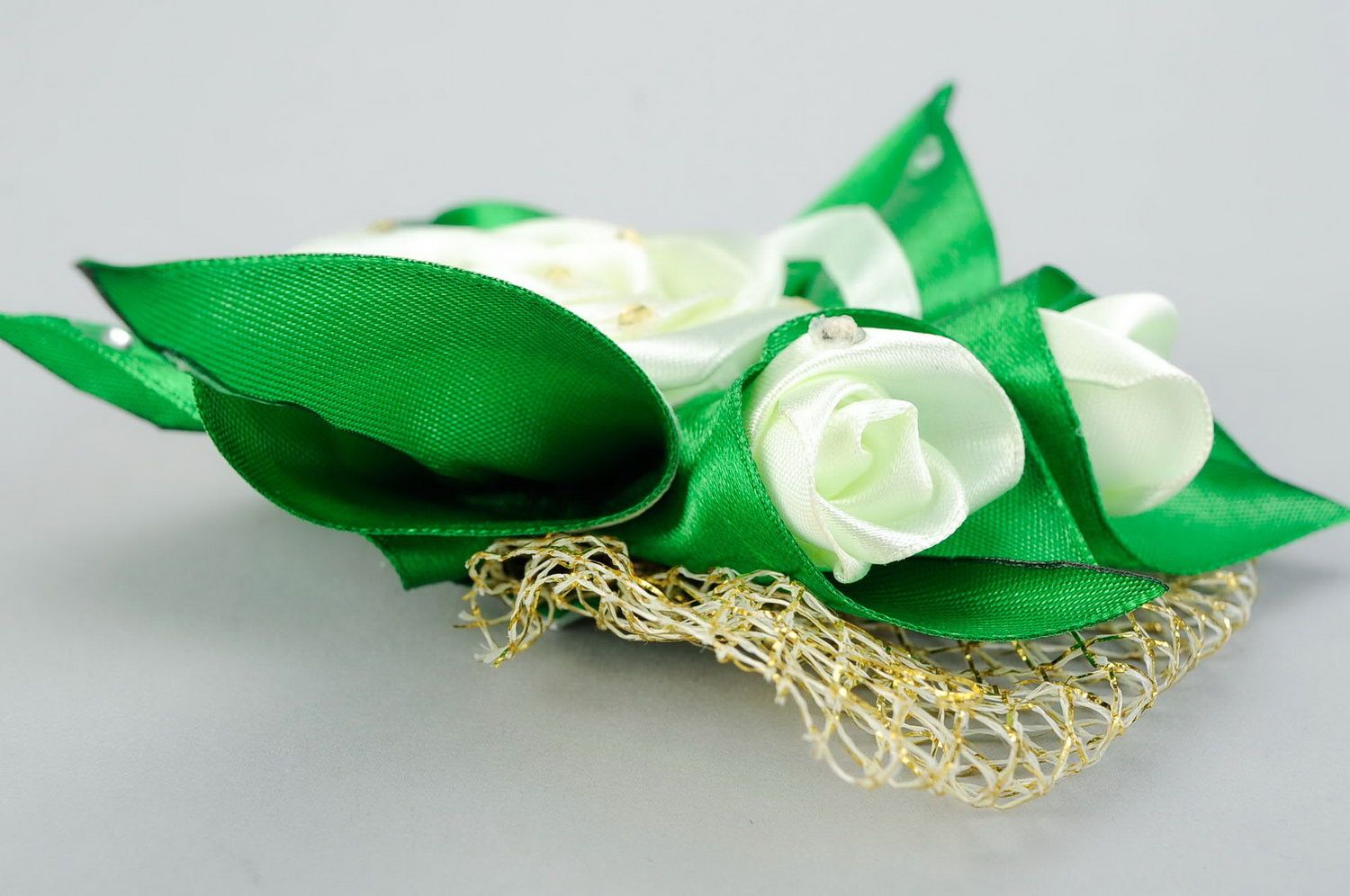 Flower made of satin ribbons photo 5