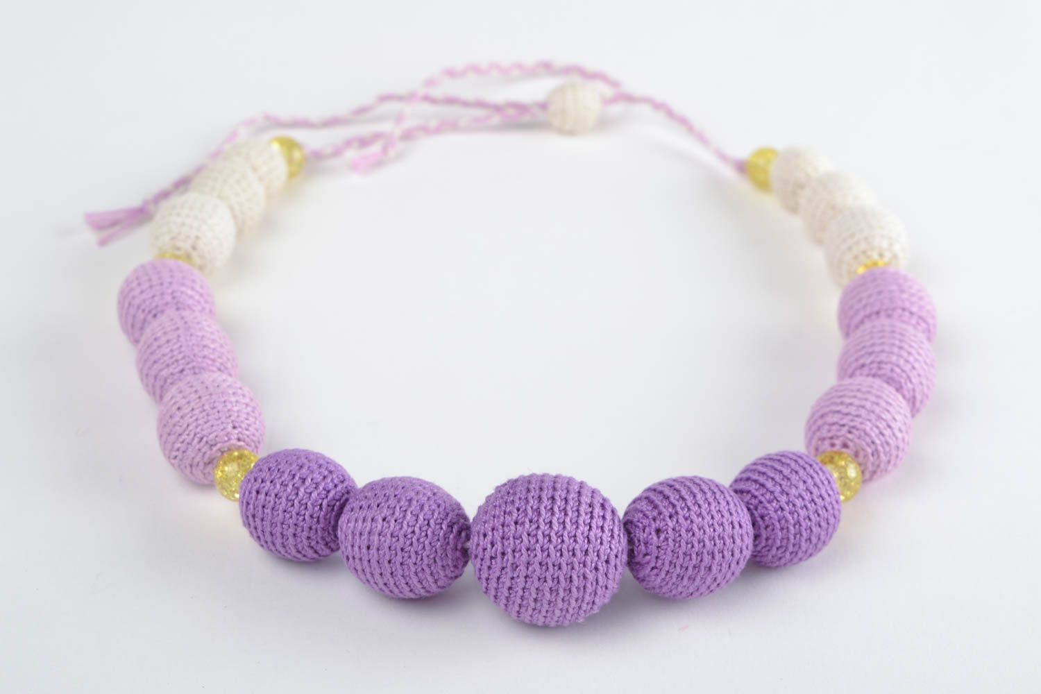 Beautiful interesting stylish fancy cute handmade purple crochet bead necklace photo 3