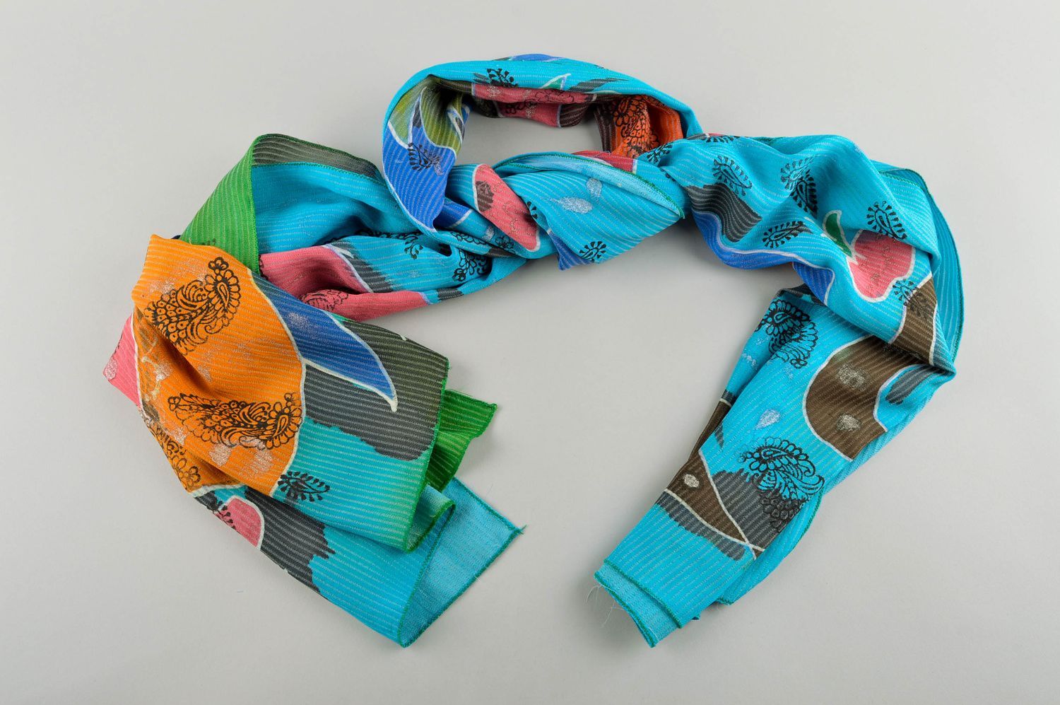 Silk scarf handmade accessory for women designer painted silk scarf girl gift photo 2