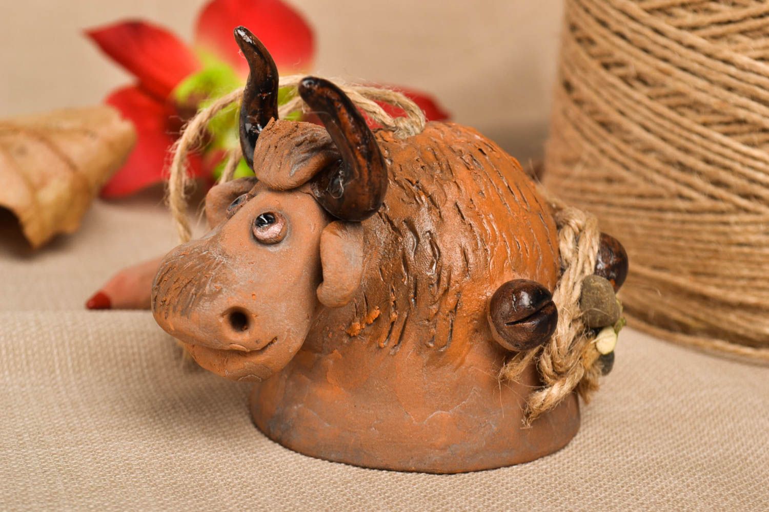 Campanello decorativo fatto a mano in ceramica souvenir terracotta artigianale foto 1